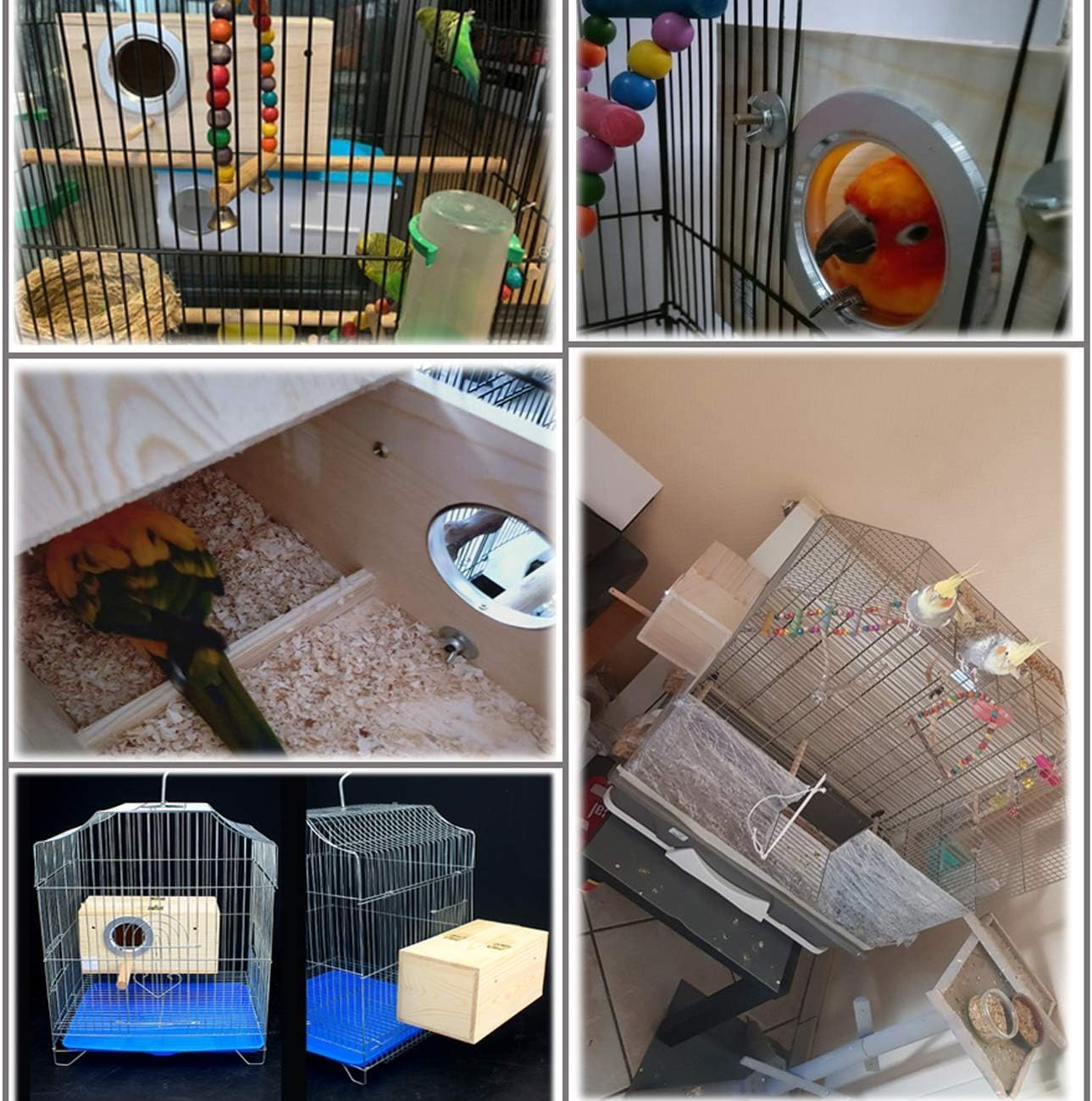 ROROUP Parakeet Nesting Box, 19.5X12X12Cm Natural Wood Bird Nest Breeding Box Cage, Small Bird House Breeding Box for Lovebirds, Budgie Lovebirds, Cockatiel, Parrots Mating, Aviary