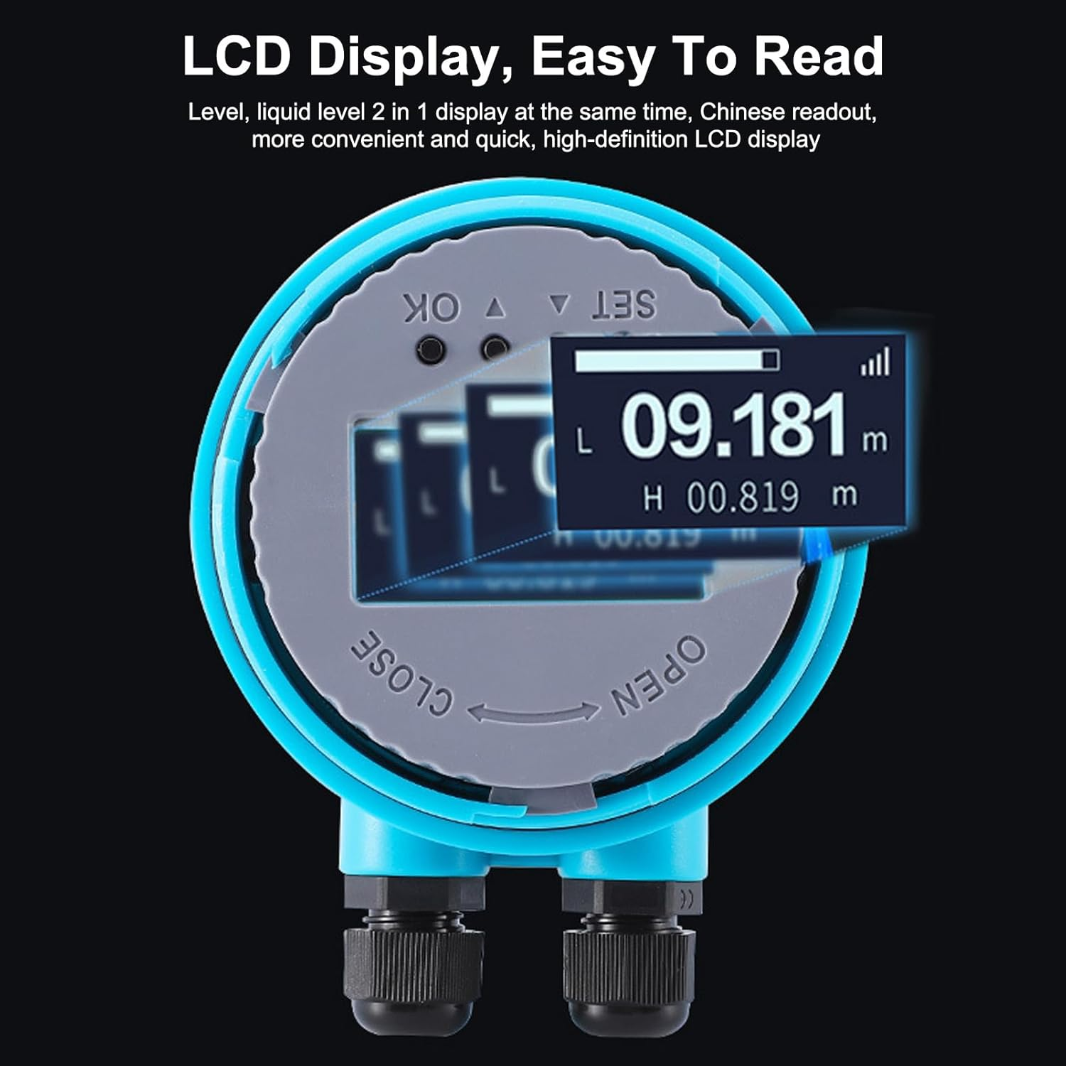 Ultrasonic Water Level Sensor, Water Tank Level Monitor,Led Display 4-20Ma Water Tank Depth Level Meter, Liquid Level Sensor with Digital Display,For Water and Wastewater image number 5