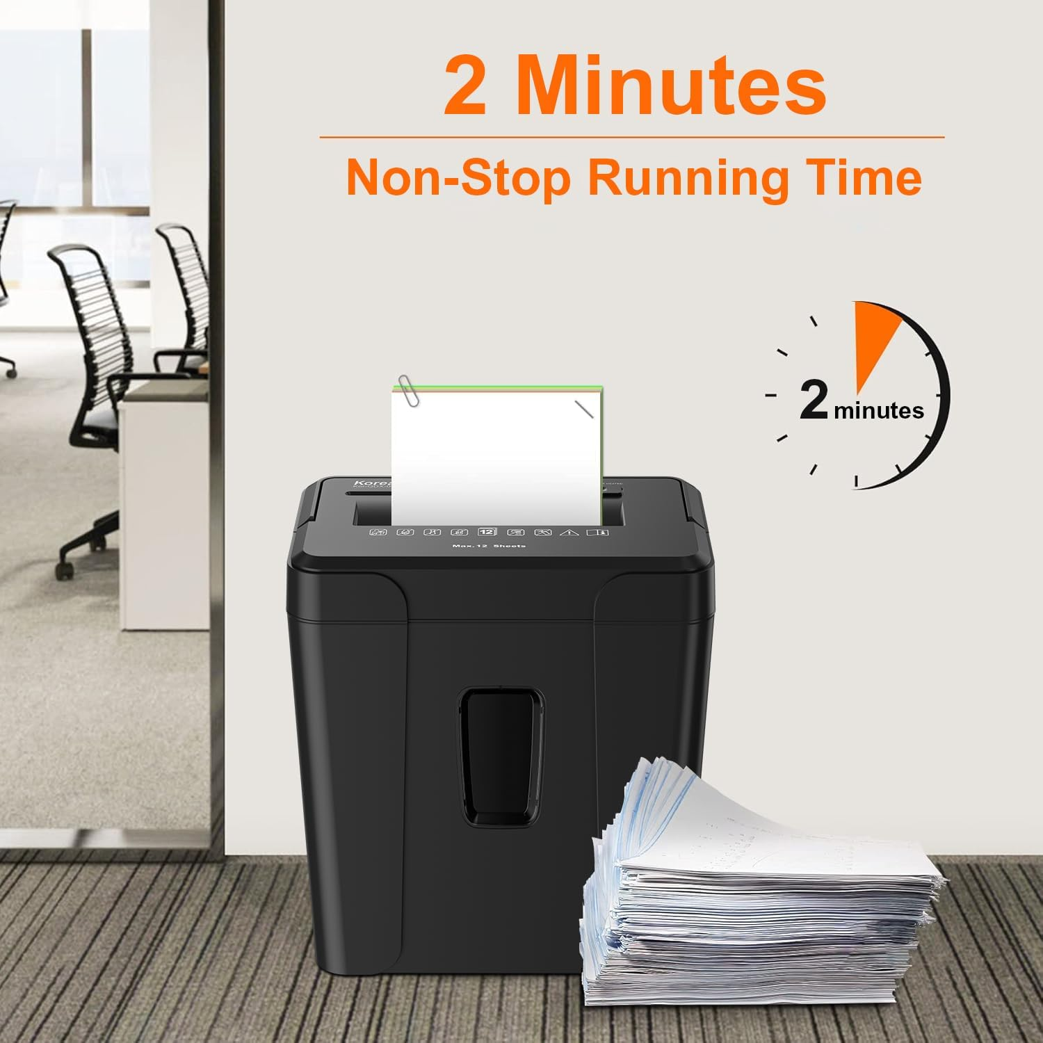 Koreal Paper Shredder, 12-Sheet Cross Cut Paper Shredder for Home Use, Security Level P-4, Cd/Credit Card Shredder Machine with Overheat Protection,5.54 Gallons Wastebasket image number 2