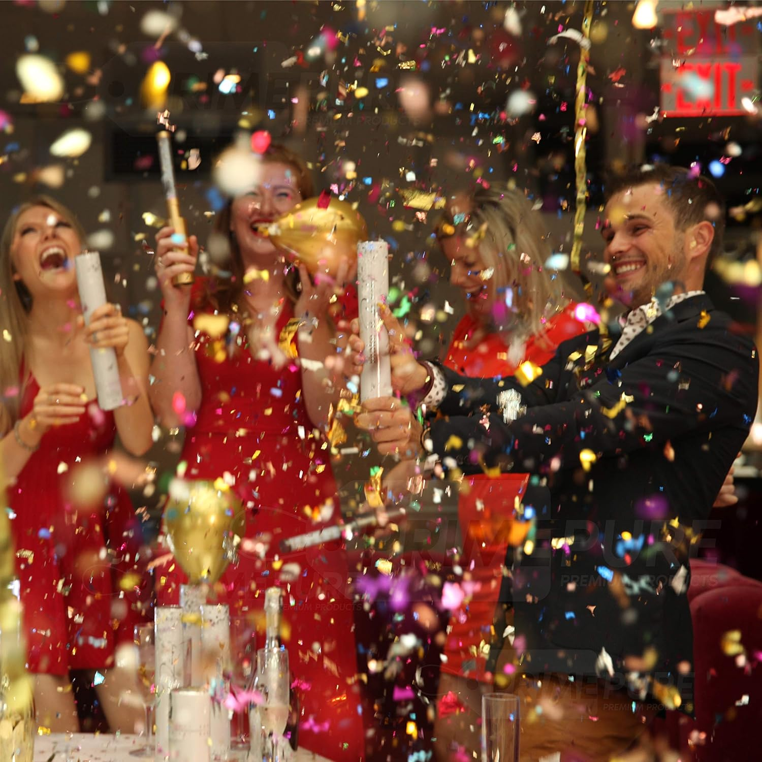 Primepure Confetti Cannon Party Poppers - Shredded Multicolor Confetti Popper - 2 Pack - Metallic Foil Party Favours Gun for Graduation, Wedding, Birthday, Celebration, Glitter Prank image number 5