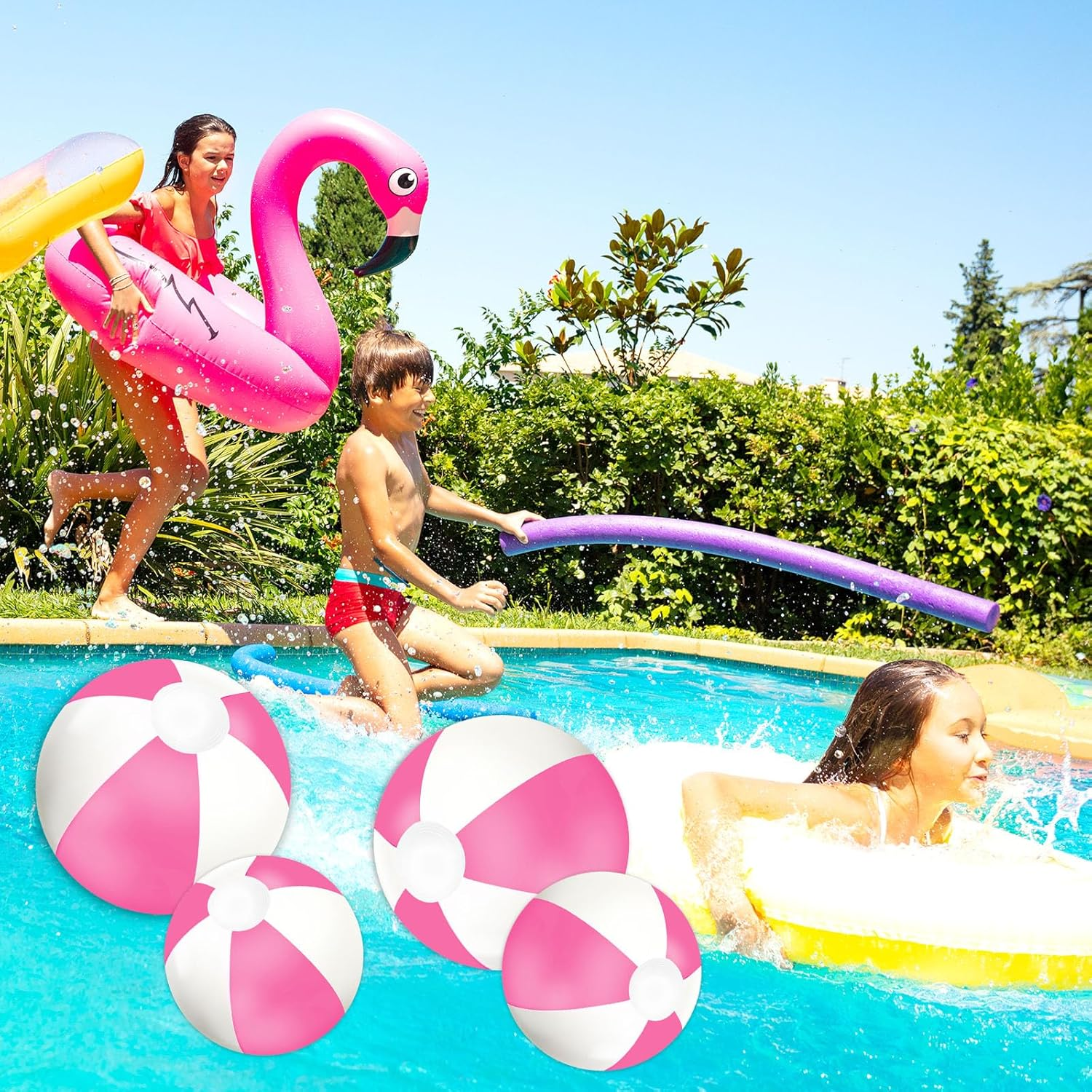 Whaline 5Pcs Inflatable Beach Ball 24 & 16 Inch round Pool PVC Balls Cute Game Toys image number 2