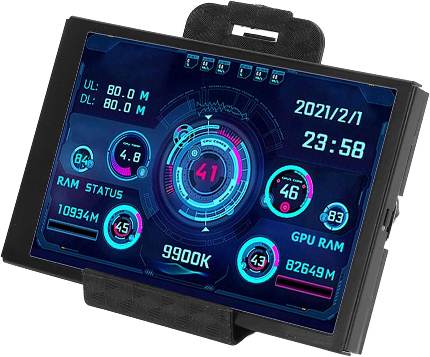 3.5 Inch IPS USB Mini Screen, AIDA64 CPU Data Monitor, Temperature Display Type C Sub Screen, Sensor Panel (Black)