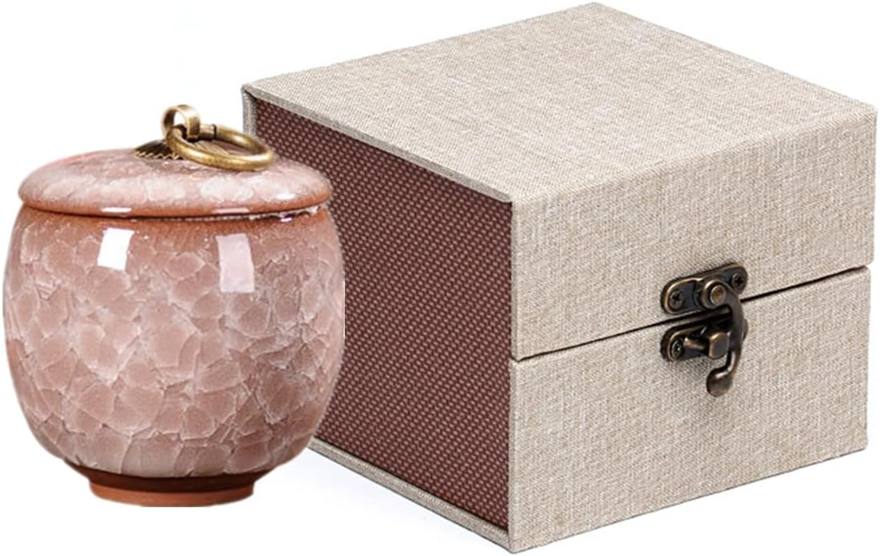 Vencede Handicrafted Ceramics Mini Pet Urns, Cremation Urns Ceramics Memorial Ashes Urn, Ashes Keepsake Memorial Ashes Holder, Pet Coffin, Dog Urn, Beautiful Ashes Keepsake, Sealed Ceramic (Beige)