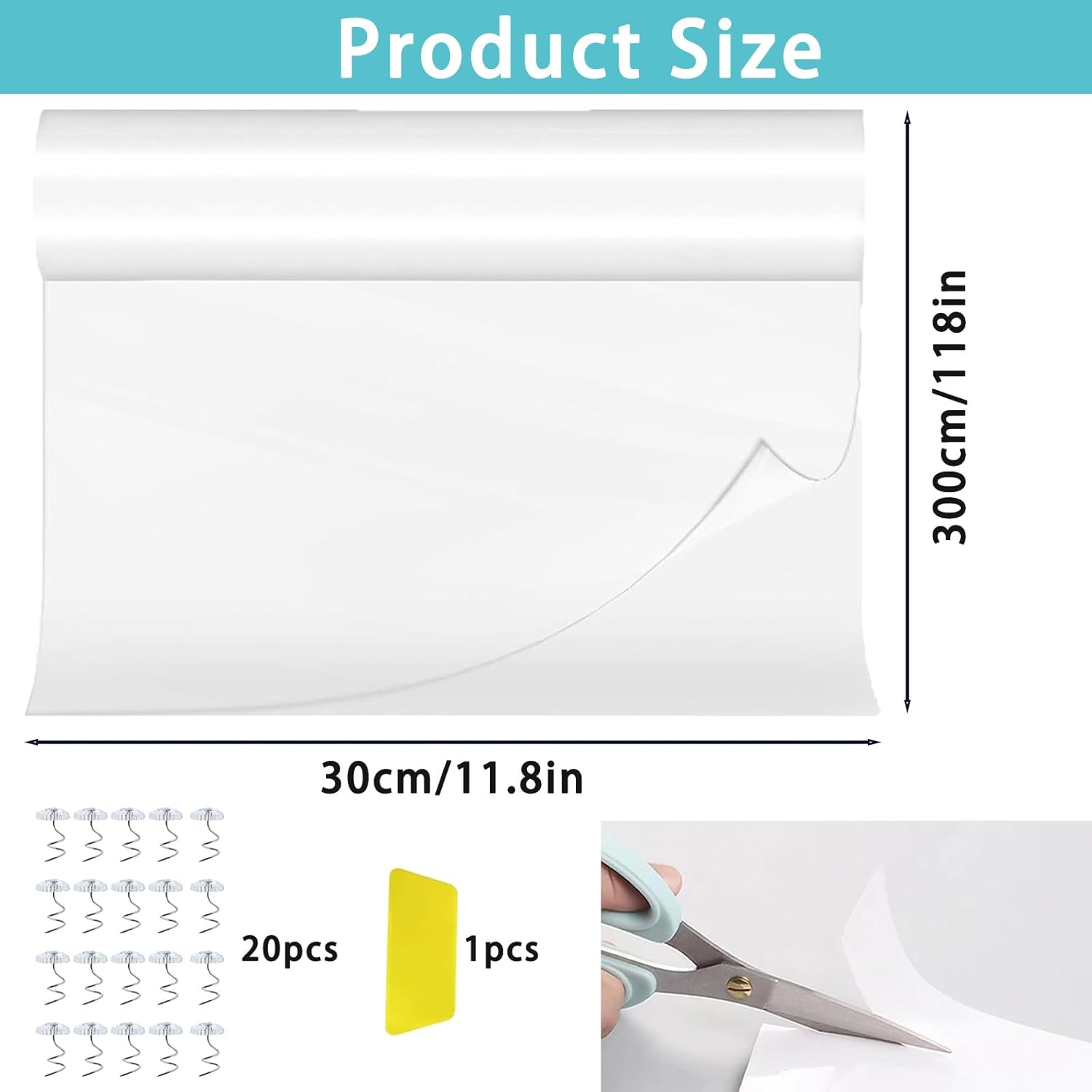 30 X 300 Cm Cat Scratch Protection Film, Scratch Protection Film, Sofa Cat with 20 Screws, Anti-Scratch Film for Cats, Wall Protection Film, Self-Adhesive, Film for Furniture, Sofa, Wall and Door image number 5