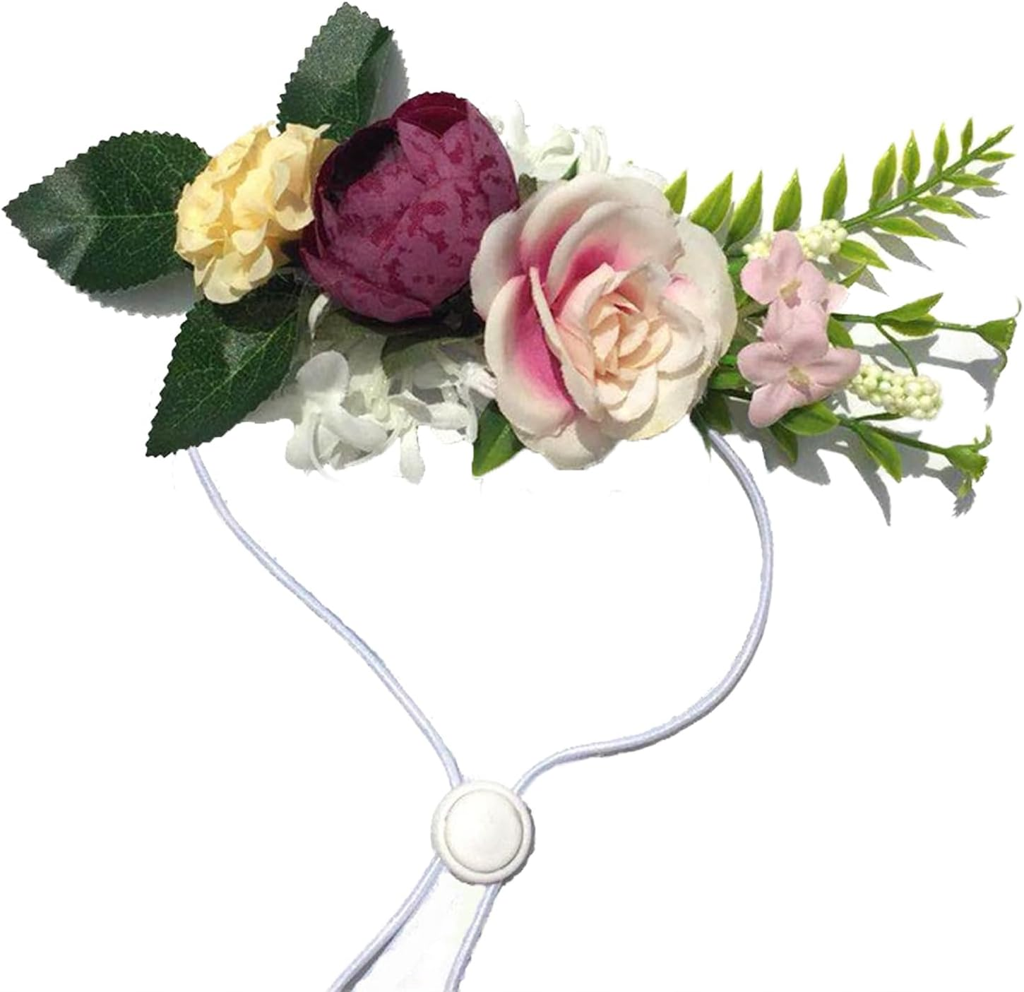 Lopsity Adjustable Dog Flower Headband Pet Flower Crown Headwear for Wedding Festival Artificial Floral Garland Dog Photography Props (Style-A) image number 2