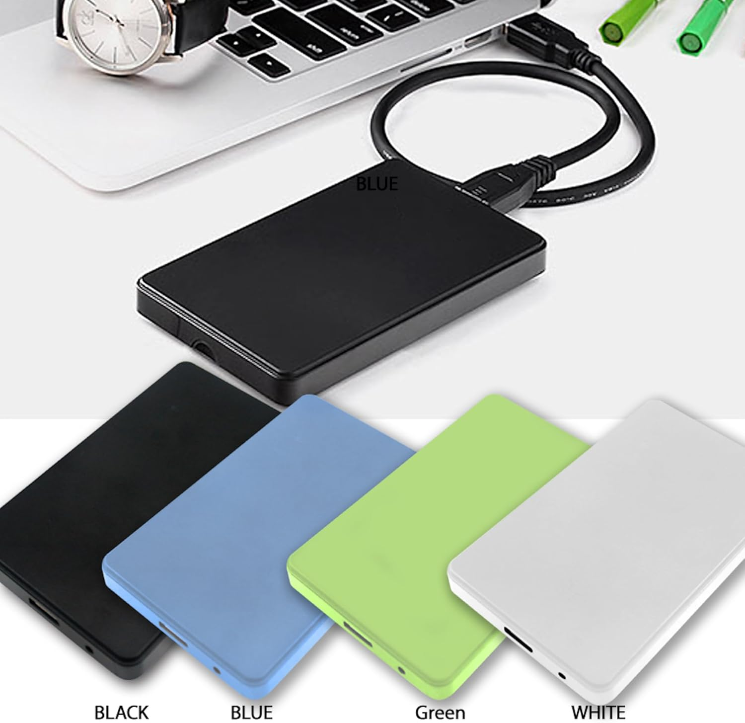 USB 3.0 External Hard Drive Case - 2.5" SATA HDD/SSD Enclosure (Up to 2TB), Tool-Free Design, UASP Support, Auto Sleep Function (Black) - Blue image number 6