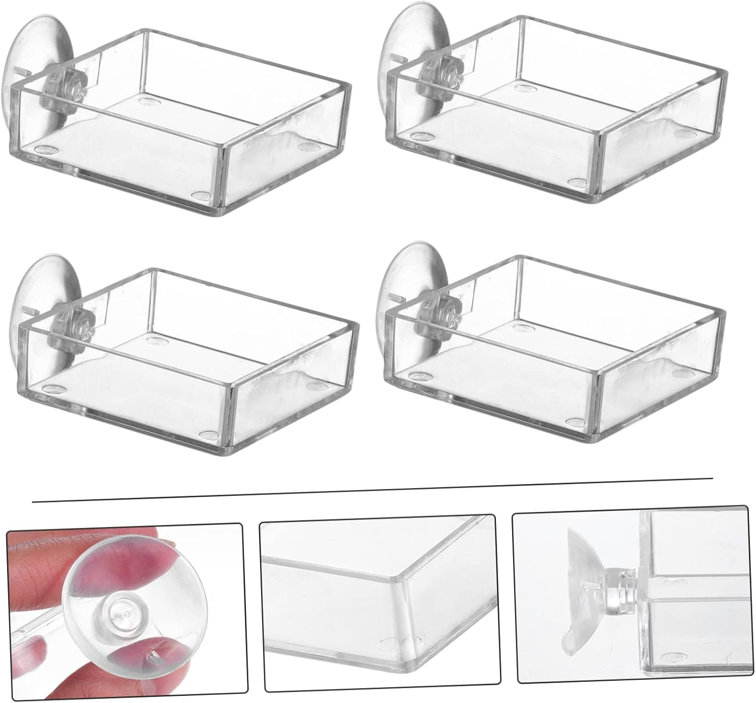 VILLFUL 4Pcs Aquarium Feeding Device Cup Shrimp Feeder Bowl for Fish Tank Easy to Clean Fish Food Dispensing Tray for Aquatic Pets image number 2