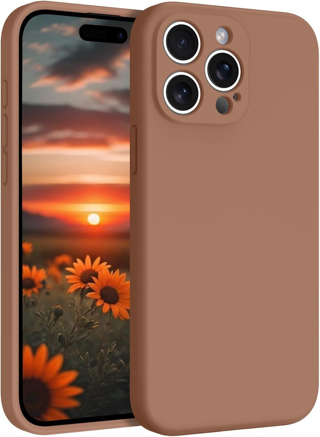 ROUMAYMAY for Iphone 14 Pro Max Case, Liquid Silicone Shockproof Upgraded [Camera Cover], with Soft Fine Smooth Microfibre Lining Anti-Scratch, Full Body Phone Case for Iphone 14 Pro Max Cover Brown