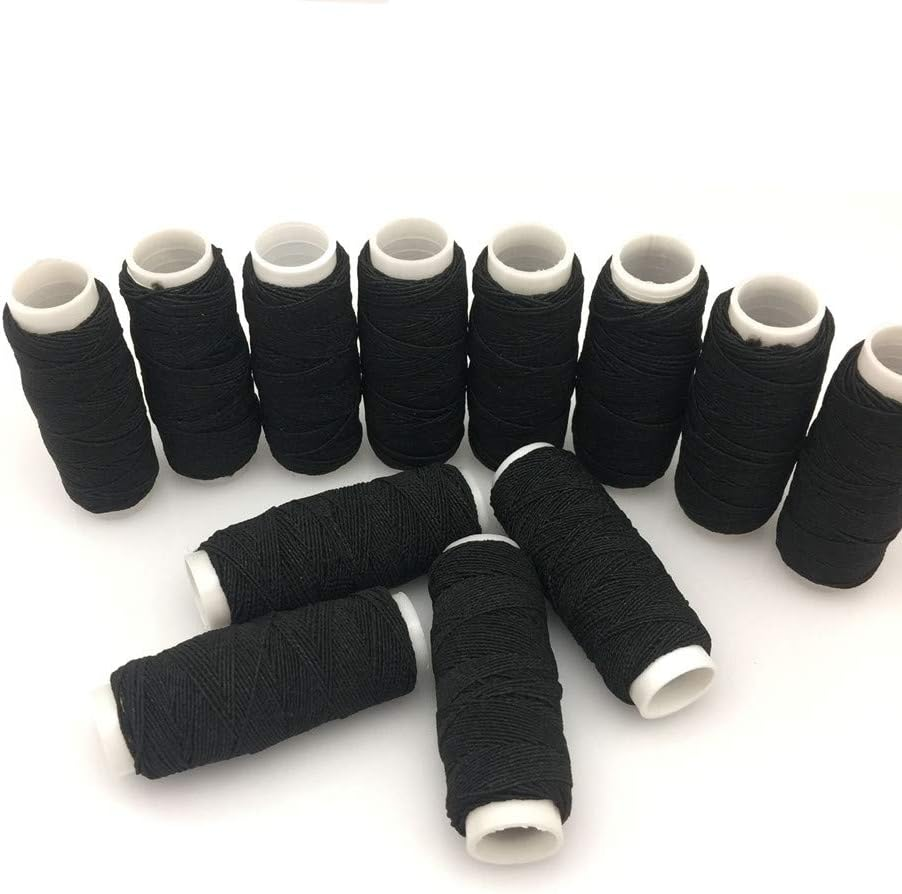 FQTANJU round Shirring Elastic Craft Cord（6 Black+6 White）