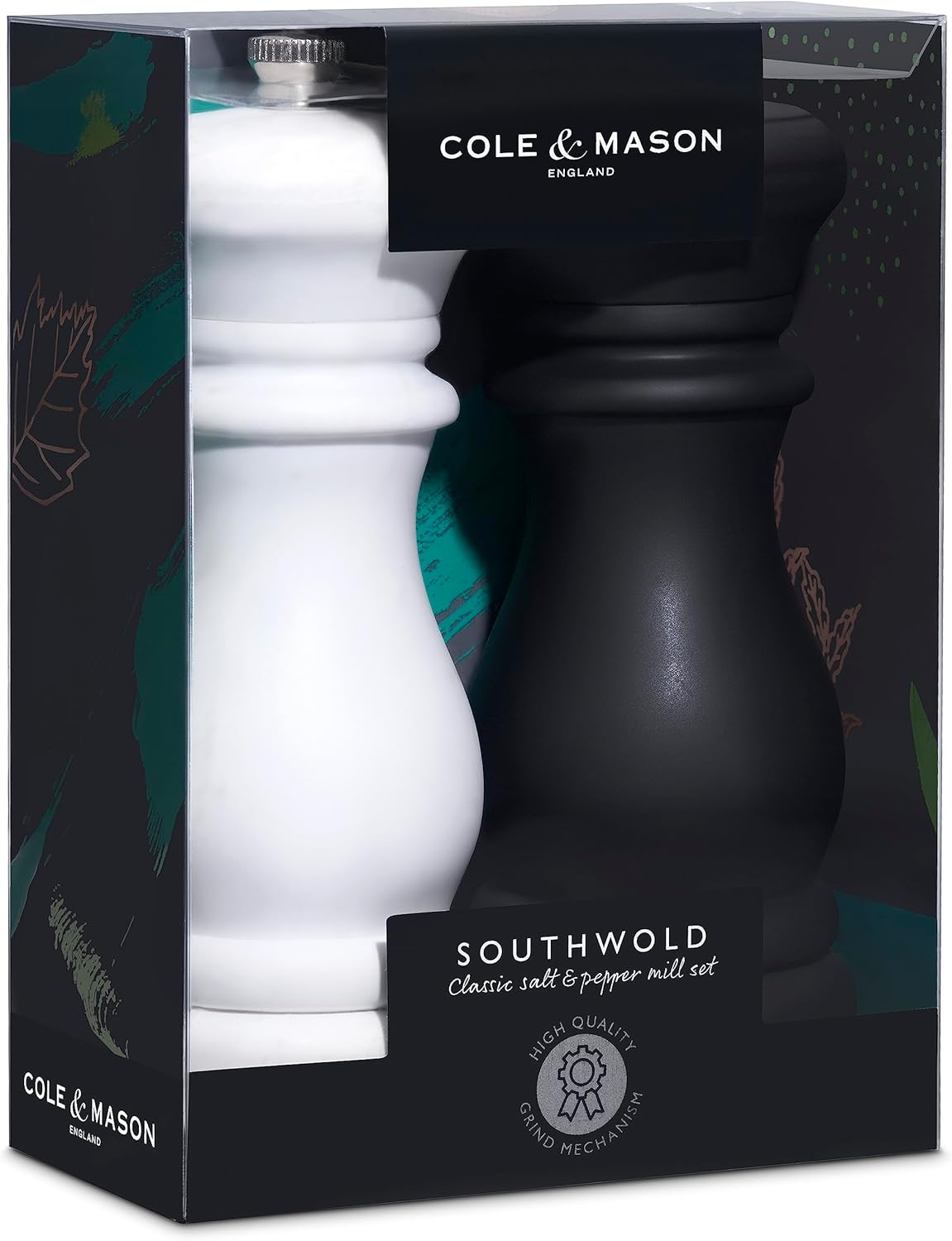 Cole & Mason Southwold Black & White Salt and Pepper Mill Set Gift Set - 165Mm Adjustable Grind | Classic Capstan Design | Diamond Sharp Ceramic Mechanism | 10-Year Guarantee | ABS Plastic image number 3