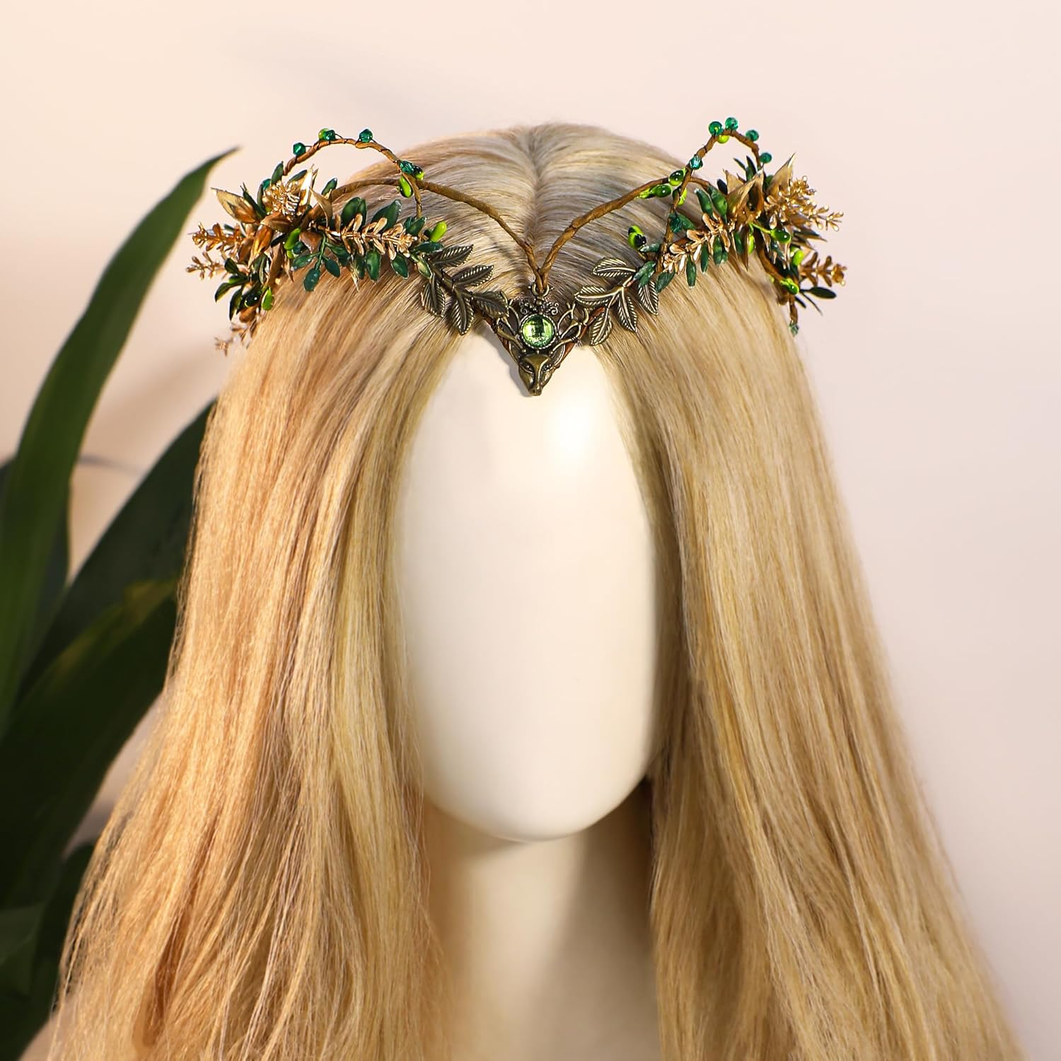 MOSTORY Woodland Flower Fairy Crown, Floral Elf Headpiece for Renaissance Accessories Women, Elven Forest Circlet Headband for Renfaire Halloween Cosplay Fantasy Photo Shoot