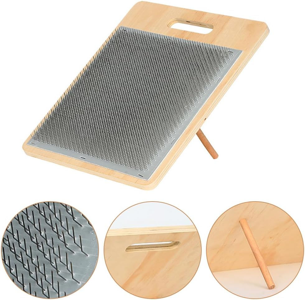 Wool Blend Board,Wool Blending Board Carding Brush Set,Fiber Blending Board, for Mix Colors, Organize Wool Fibers,With 1Pcs Wool Brush 2Pcs Wood Craft Sticks