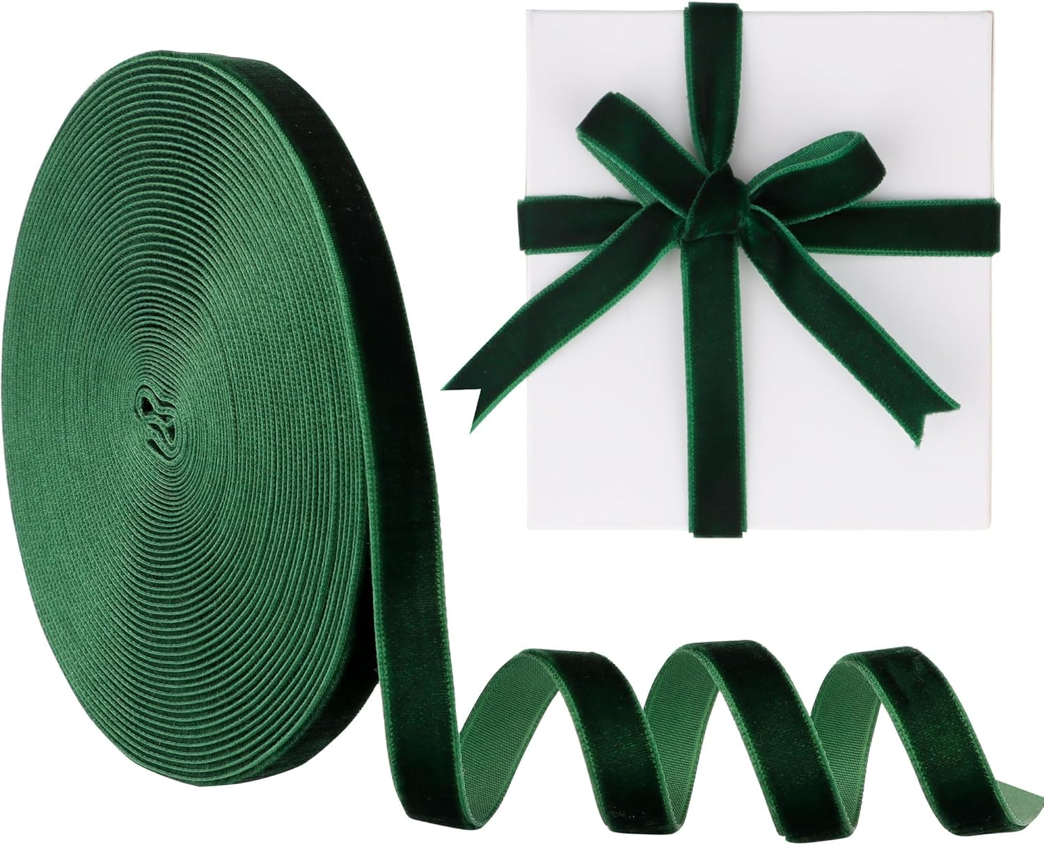 Velvet Ribbon Wine 1 Inch (25Mm) 10 Yards Manjonzic Single-Sided Velvet Ribbon Trim Perfect for Christmas Trees Gift Wrapping Bouquets Wedding Decor