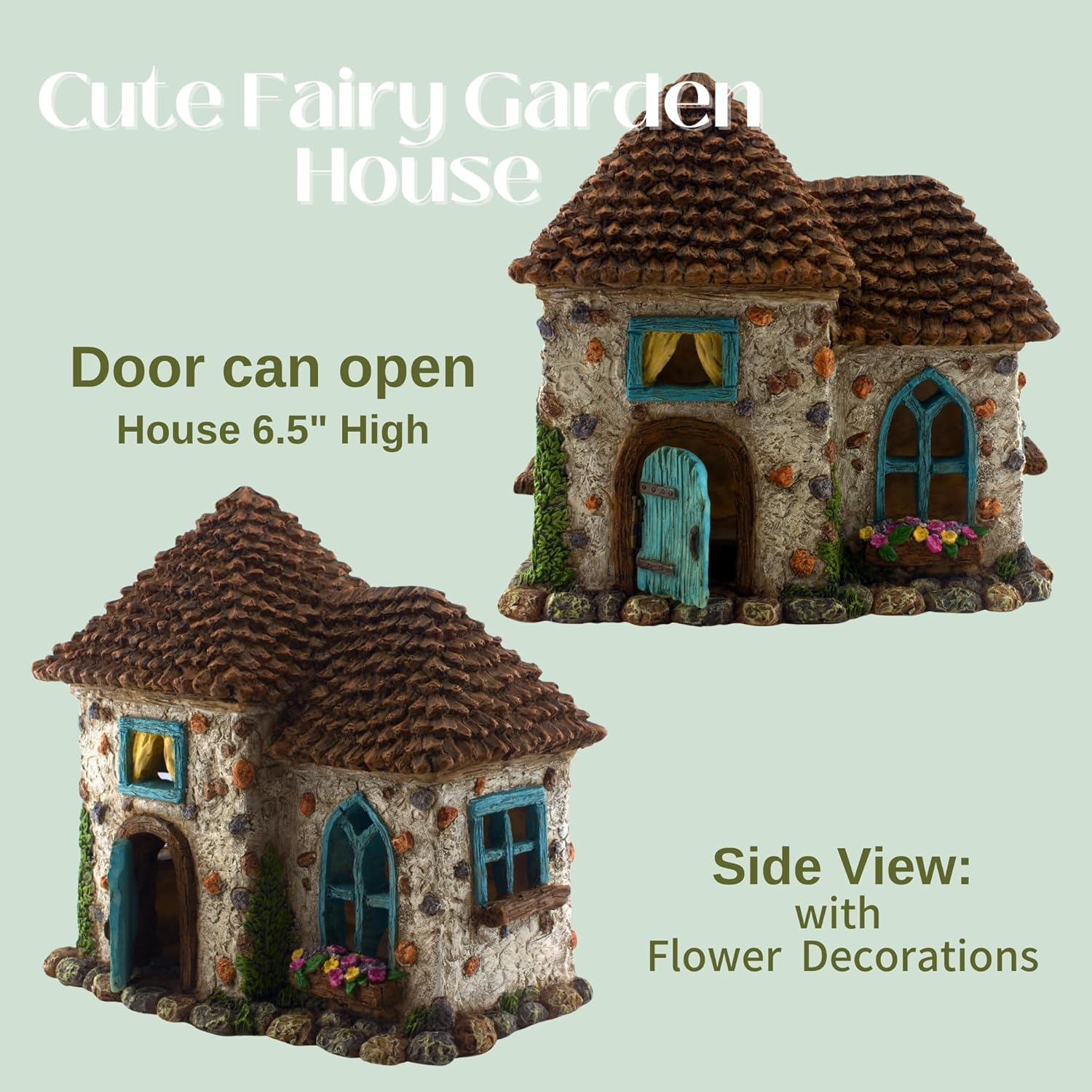 PRETMANNS Fairy Garden House Kit - Accessories with Miniature Fairies & Welcome Sign &ndash; Fairy House Is 6&rdquo; High &ndash; Fairy Garden Supplies 4 Pieces