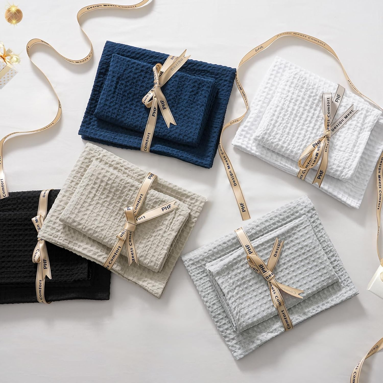 PHF Waffle Weave Duvet Cover Set King Size, No Snagging Ultra Soft Luxury Textured Breathable Comforter Cover for All Season 3Pcs, Durable Bedding Duvet Set with 2 Pillow Shams, 104"X90", Linen image number 2