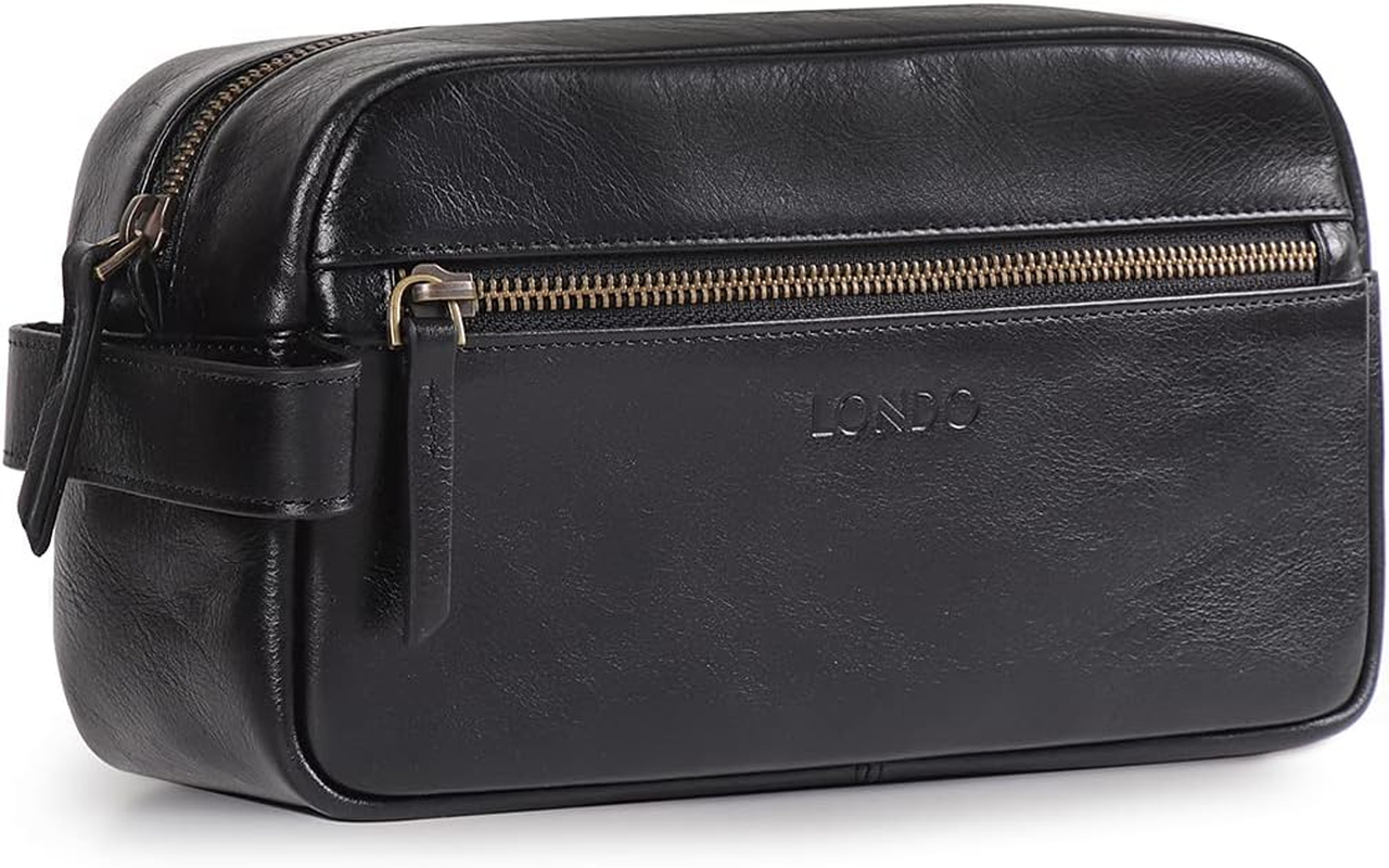 Londo Genuine Leather Travel Toiletry, Makeup, Shaving Organizer Bag - Dopp Kits - Unisex