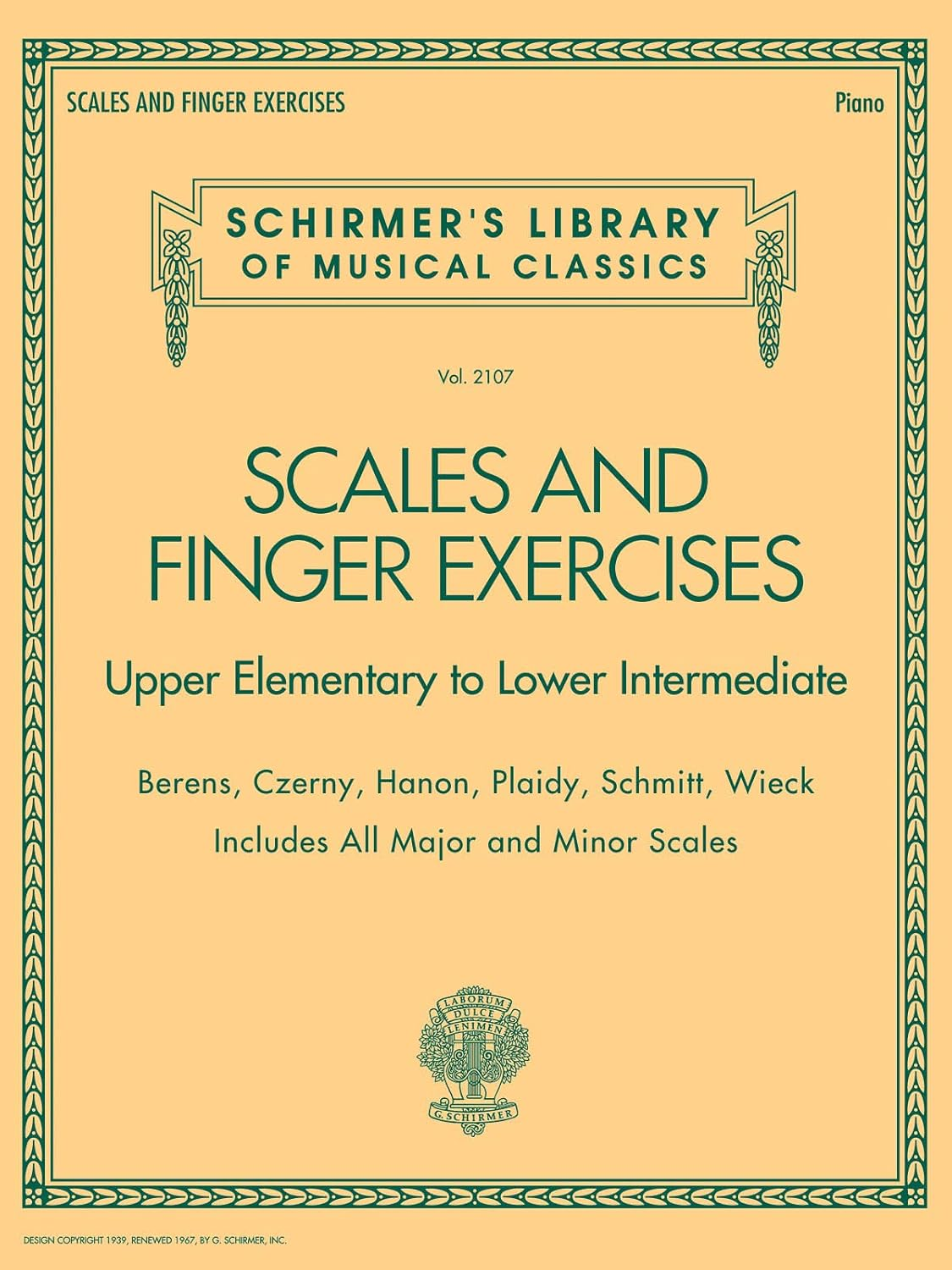 Scales and Finger Exercises: Schirmer Library of Classic Vol. 2107 Finger Exercise Book with Pian: Schirmer Library of Classic Volume 2107