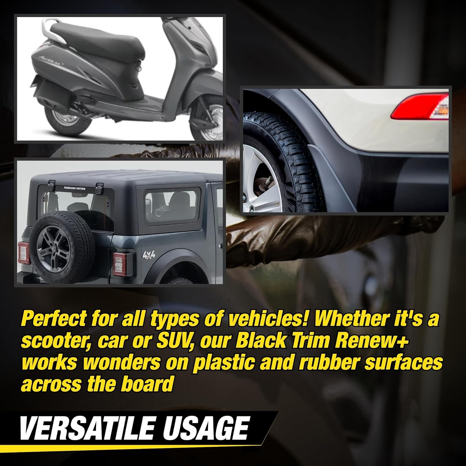 Wavex Black Trim Renew plus with Applicator Pad | 350Ml Plastic & Rubber Restorer | Revives Faded Exterior Trim & Bumper | Long Lasting UV Protection image number 6