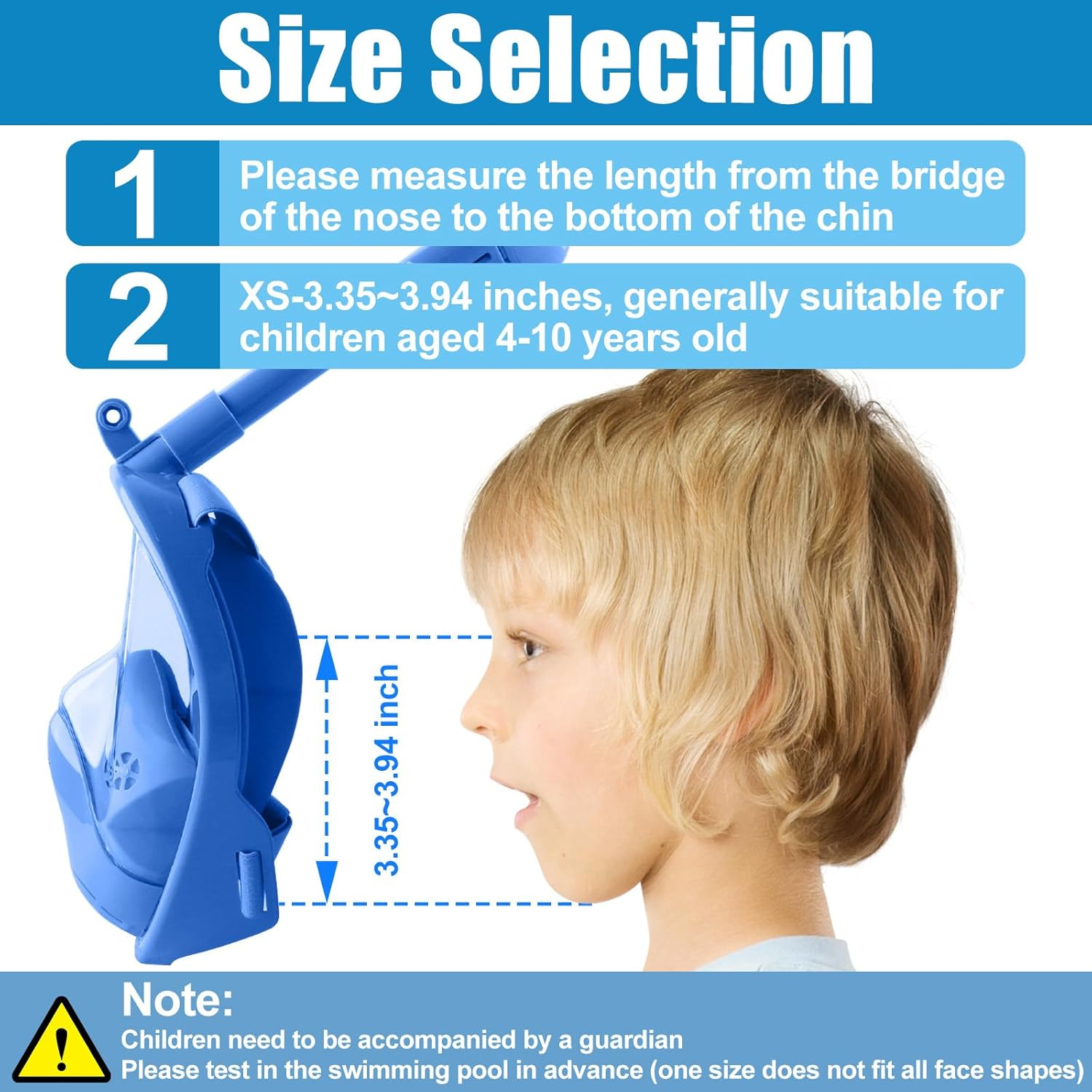 Kids Snorkel Mask Full Face,Snorkeling Gear with Camera Mount 180 Degree Panoramic View Detachable Snorkeling Set