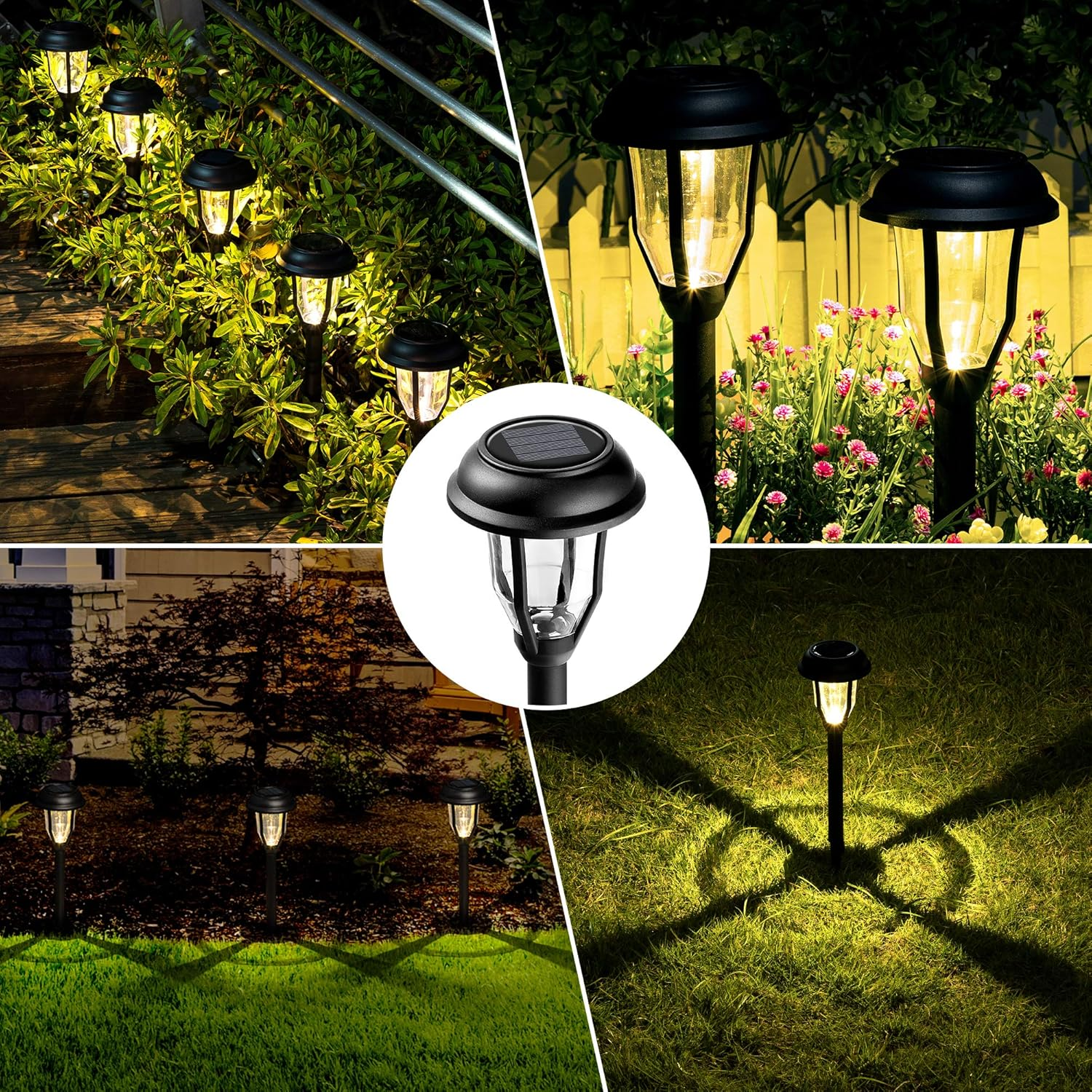 8 Pack Solar Lights Outdoor - Waterproof Solar Garden Lights for Patio, Yard, Walkway, Lawn image number 4