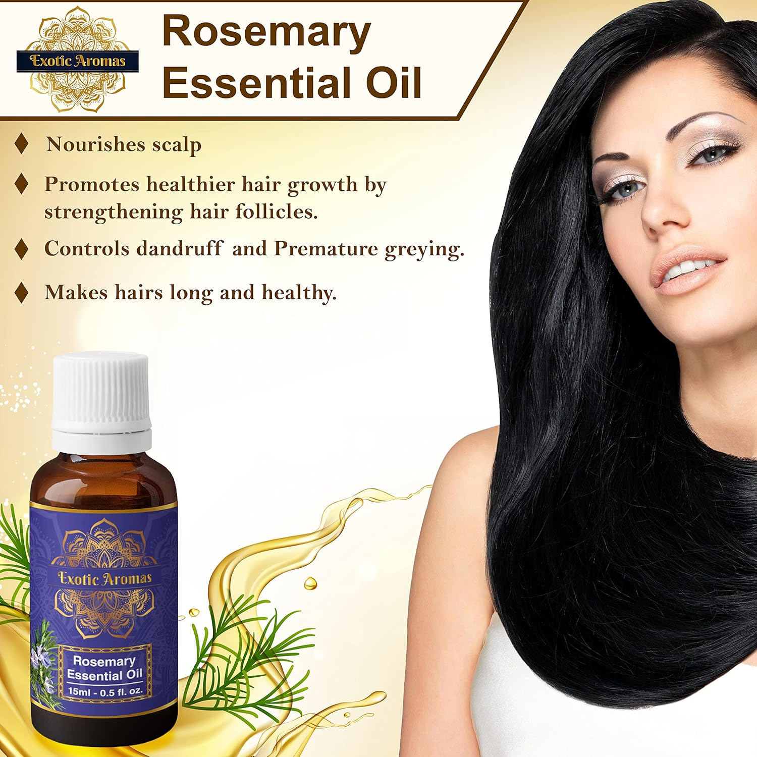 Precious Aromas Rosemary Oil for Hair Growth,Skin,Aromatherapy 100% Pure & Natural (Pack of 2) image number 3