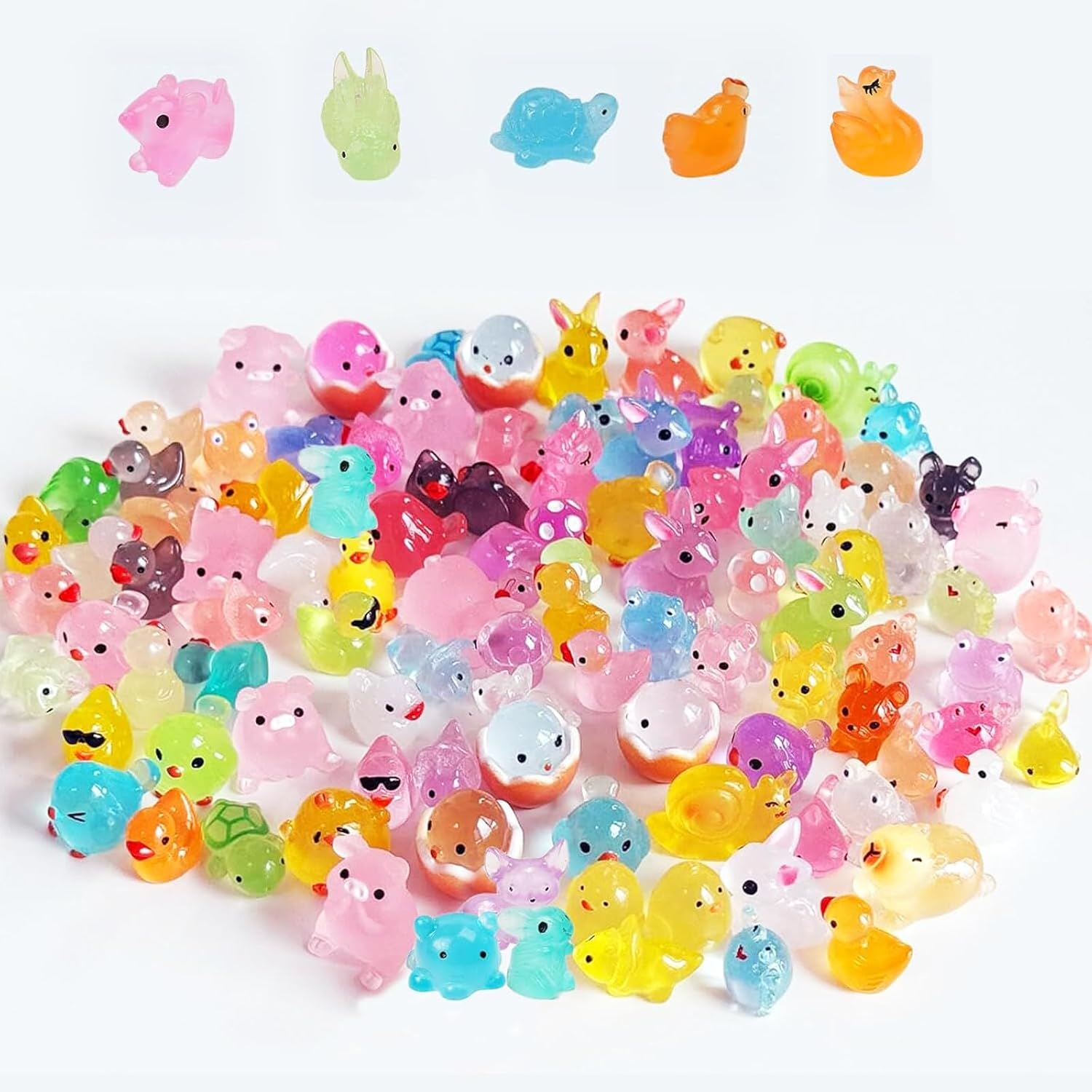 70PCS Glow in the Dark Mini Resin Animals - DIY Craft Kit for Aquariums, Fairy Gardens & Dollhouse Decor | Multi-Purpose Glowing Figures for Landscaping, Pottery & Family Projects (Random Styles) image number 4