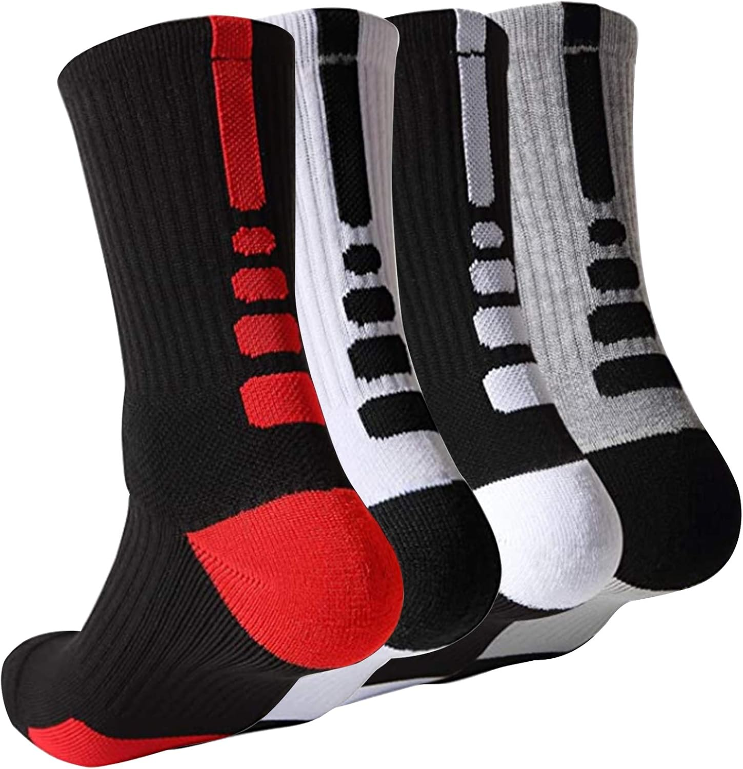 Elite Basketball Socks, Cushioned Mid-Calf Athletic Sports Running Socks for Men & Women