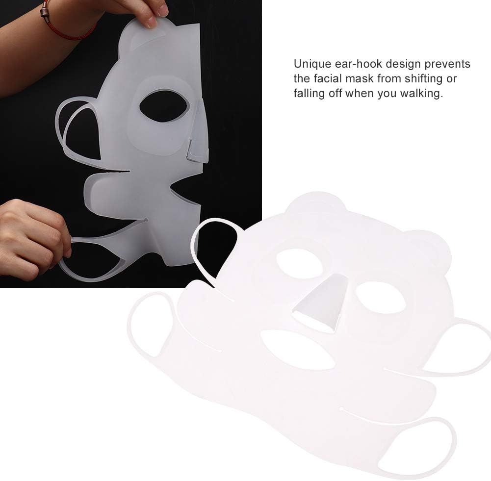 Reusable Silicone Face Mask Cover, Clear, Ear Hook Design for Serum Absorption, Washable Facial Sheet image number 4