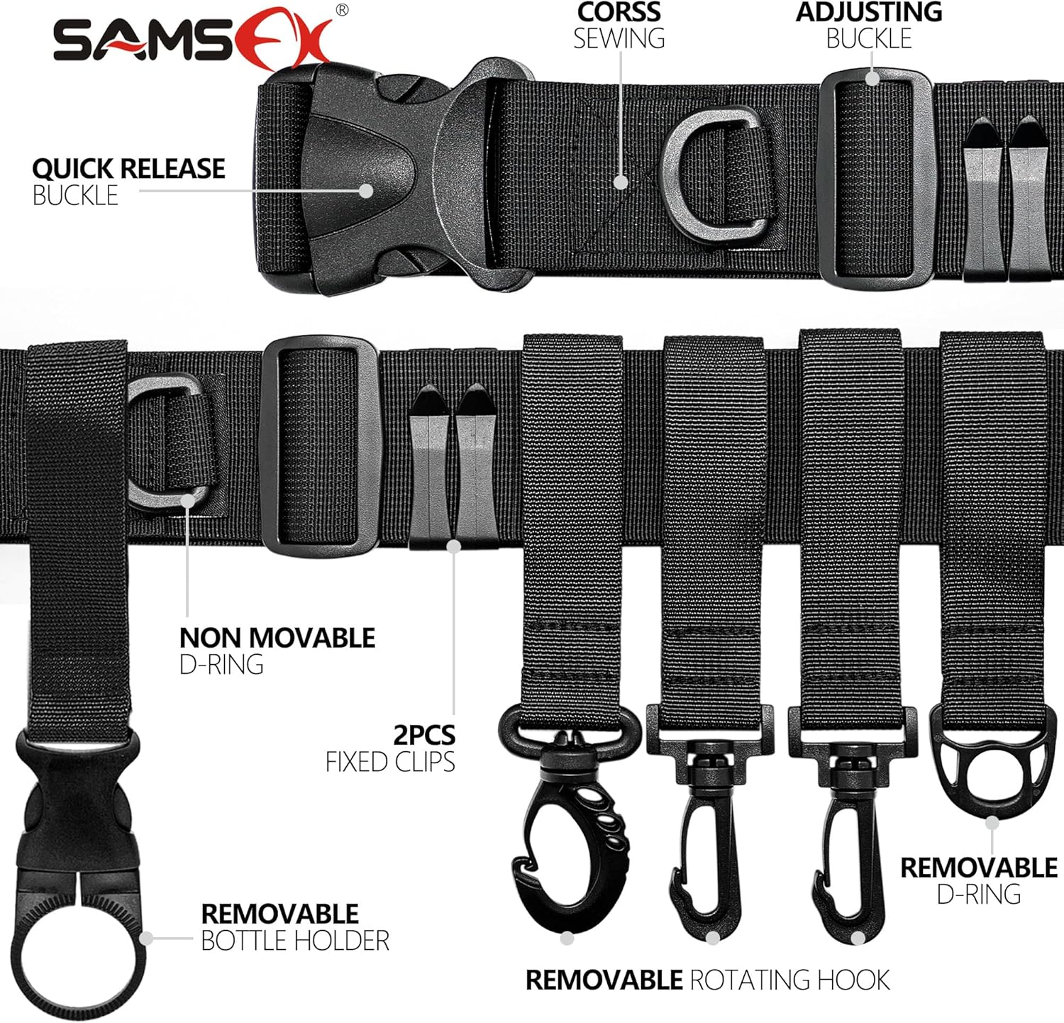 SAMSFX Fishing Adjustable Wader Belt Fishing Waist Belt Fishing Belts Essential Tool image number 2