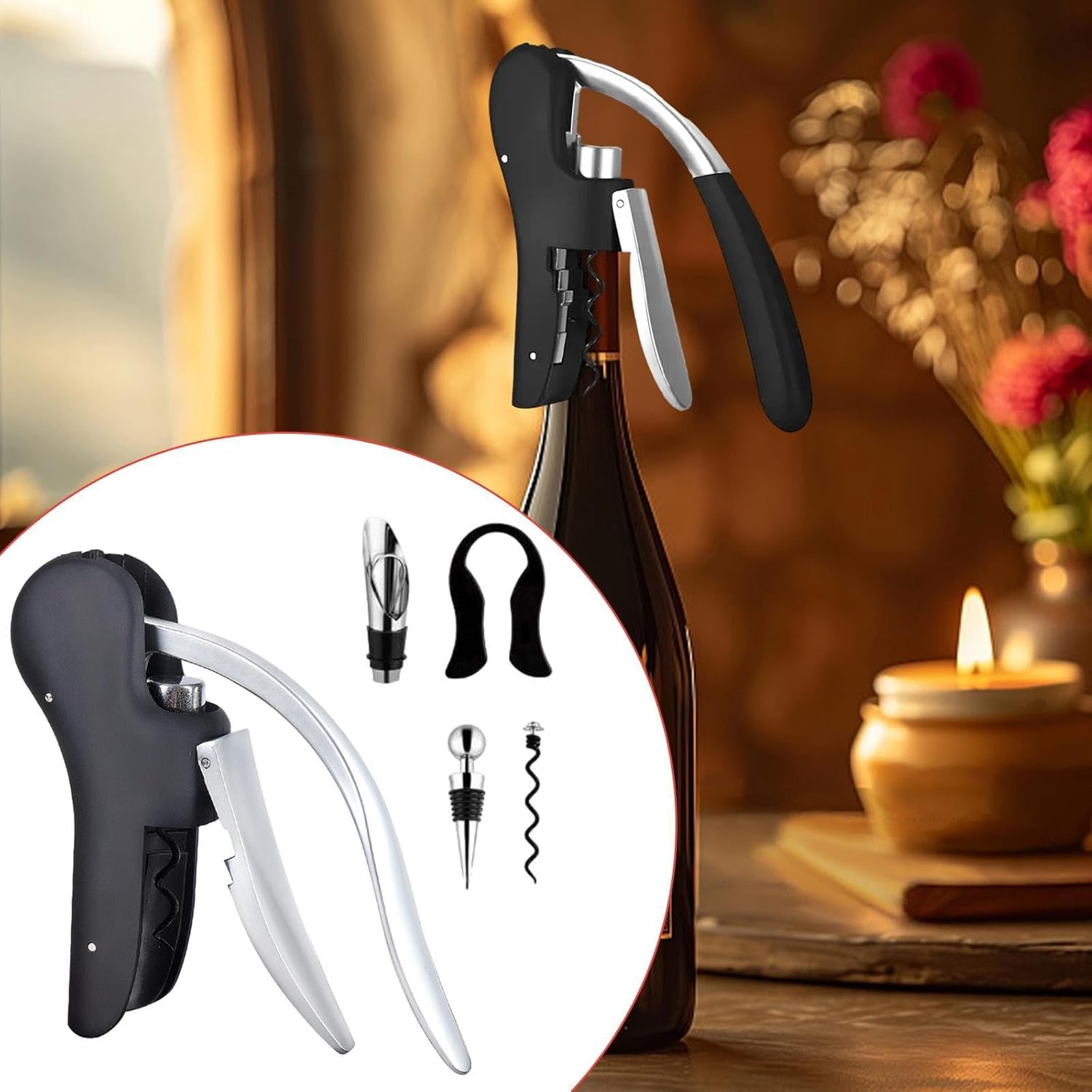 Yajuyi Vertical Lever Bottle Opener for Professional Use in Cafe and Home, Black 5 Pieces image number 3