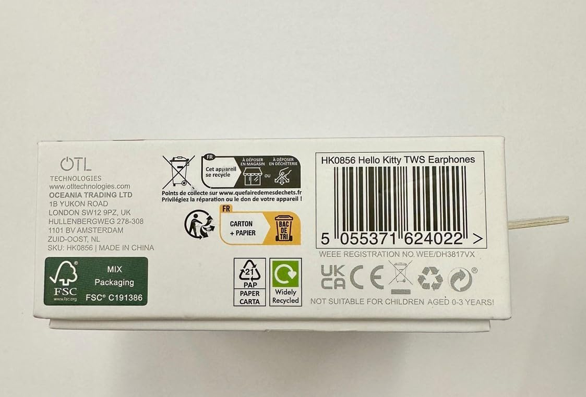 OTL HK0856 Hello Kitty TWS Wireless Earphones with Wireless Charging Case image number 2