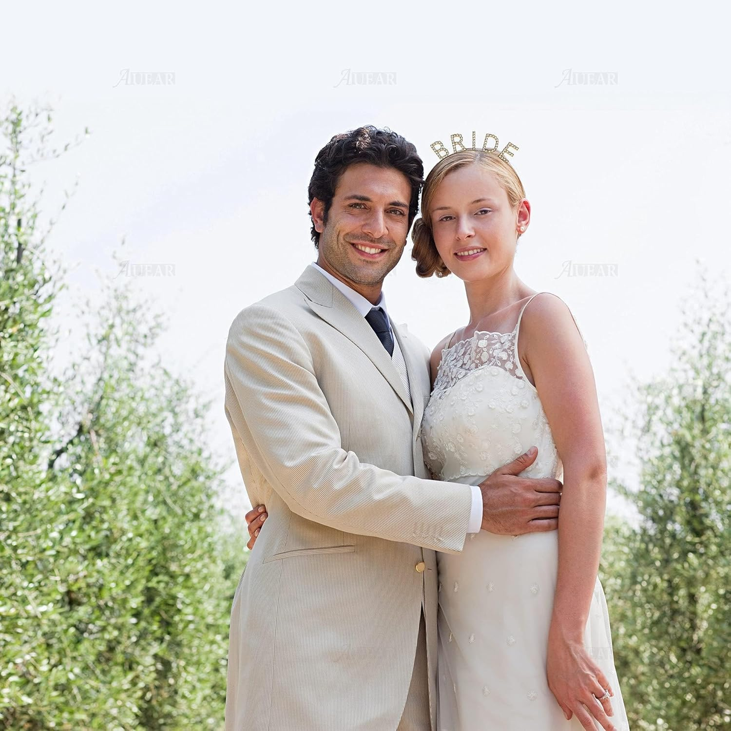 Rhinestone Bride Headband Elegant Crown Bachelorette Party Headbands (Rose Gold)) image number 2