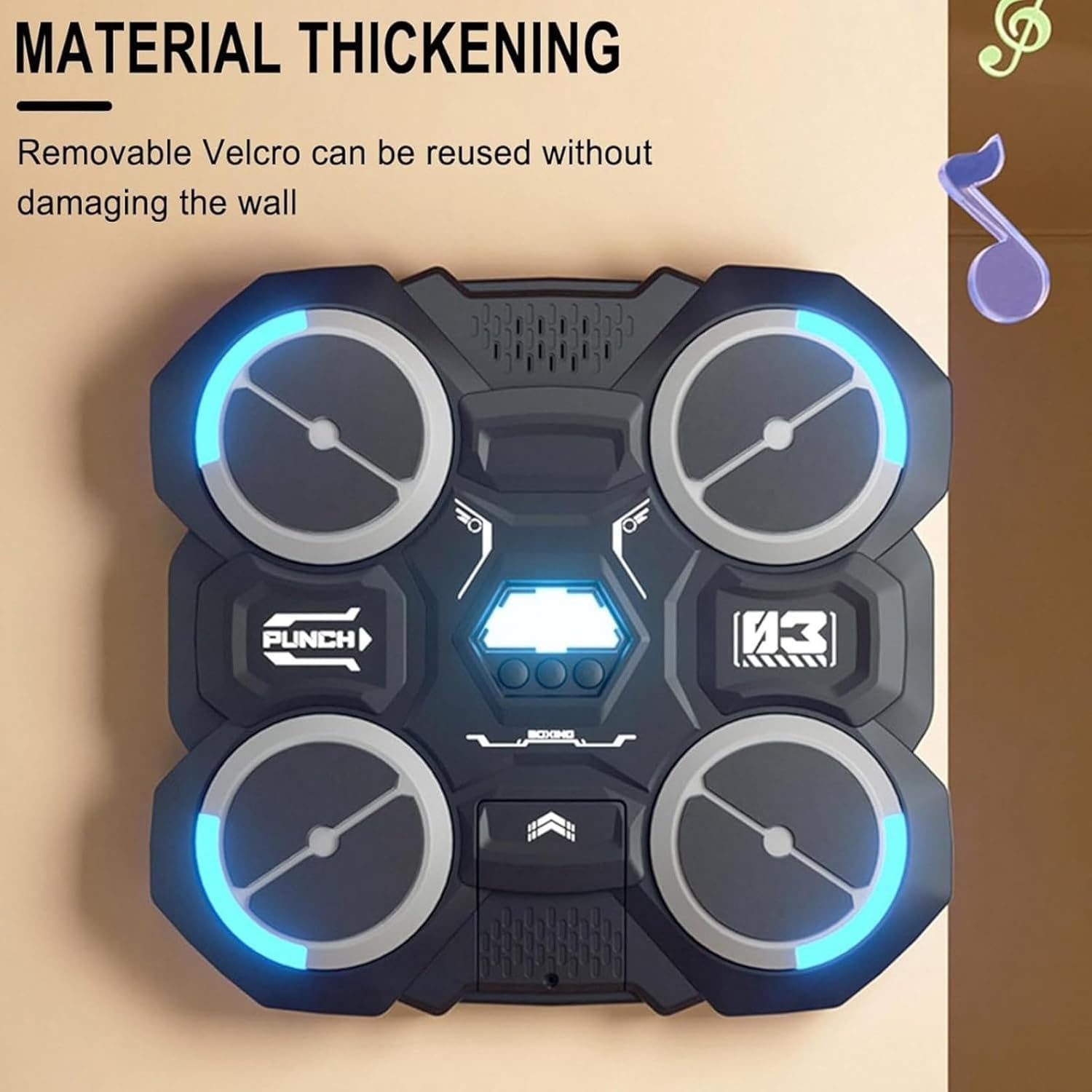 Music Boxing Machine with Boxing Gloves, Smart Music Boxing Machine with Light Adjustable Speed, Electronic Boxing Machine Wall Mounted Music Boxing Game for Kids Adults Home Workout Stress Relief image number 6