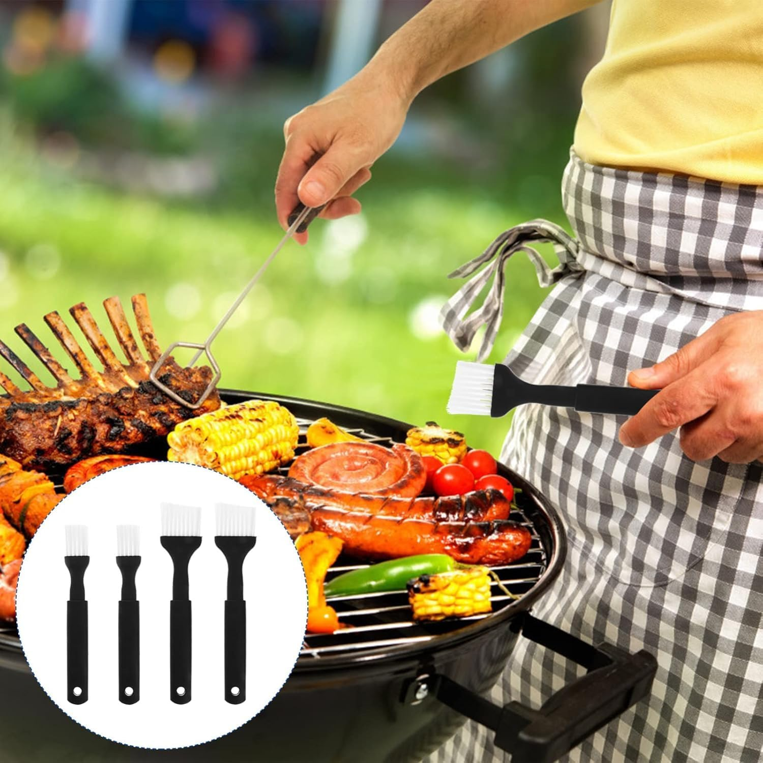 Nylon Bristle Pastry Brushes, 4-Piece Set, Plastic Handle for Basting,Baking Pastry Brush with Plastic Handle,Nylon Bristle Pastry Brush with Plastics Grip for Basting, Baking and Cooking image number 2