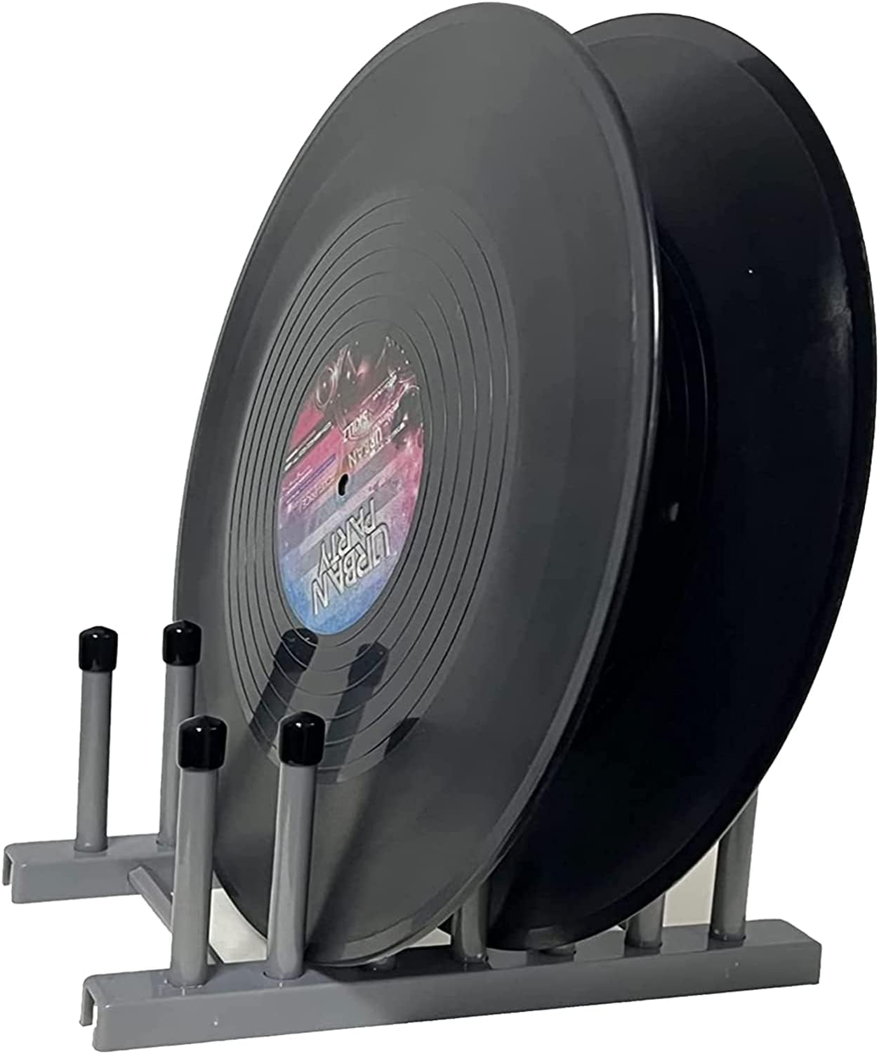 Vinyl Record Display Stand Drying Rack, Vinyl Record Storage 6-Album Display Holder Fits 12" or 7" 10" Record Album Lp&rsquo;S, with Soft Silicone Top Protection - No Records, Grey image number 1