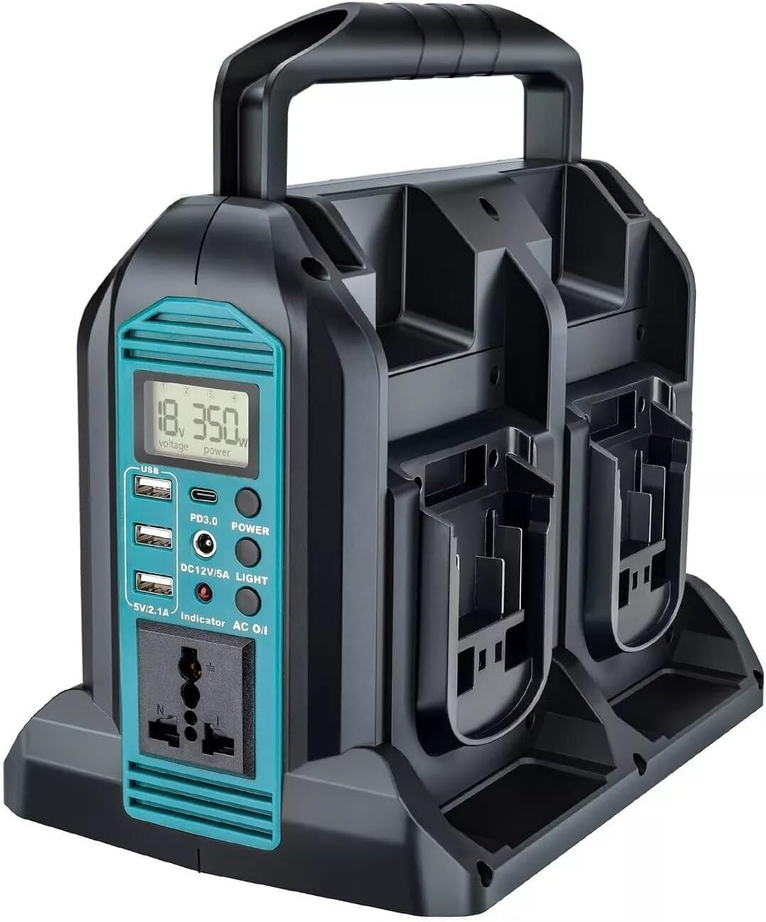 350W 4 Ports Pure Sine Wave Power Inverter, DC 18V to 220V-230V AC Supply, Compatible with Makita 18V Batteries (Battery Not Included) | Portable Outdoor Power Converter