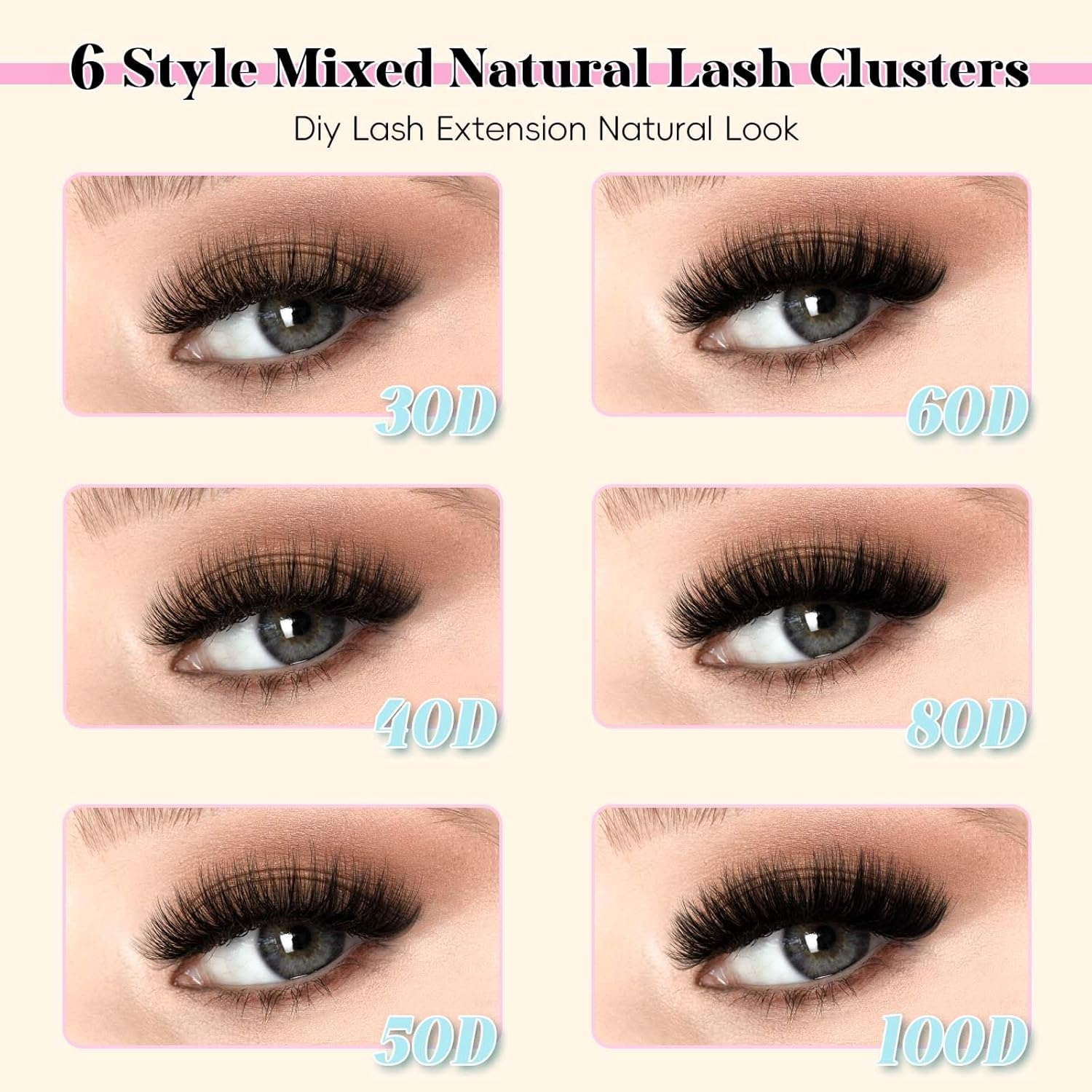 GEMERRY False Eyelashes Individual 30D+40D+50D+60D+80D+100D Eyelash Extension Bouquet Volume Russian Bond and Seal Applicator Clamps D Curl 8-16Mm Individual Lashes Kit image number 6
