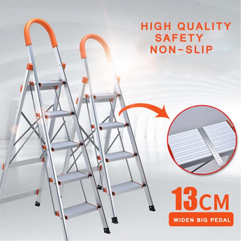 4 Step Aluminium Multi-Purpose Folding Ladder Light Weight Non Slip Platform image number 5