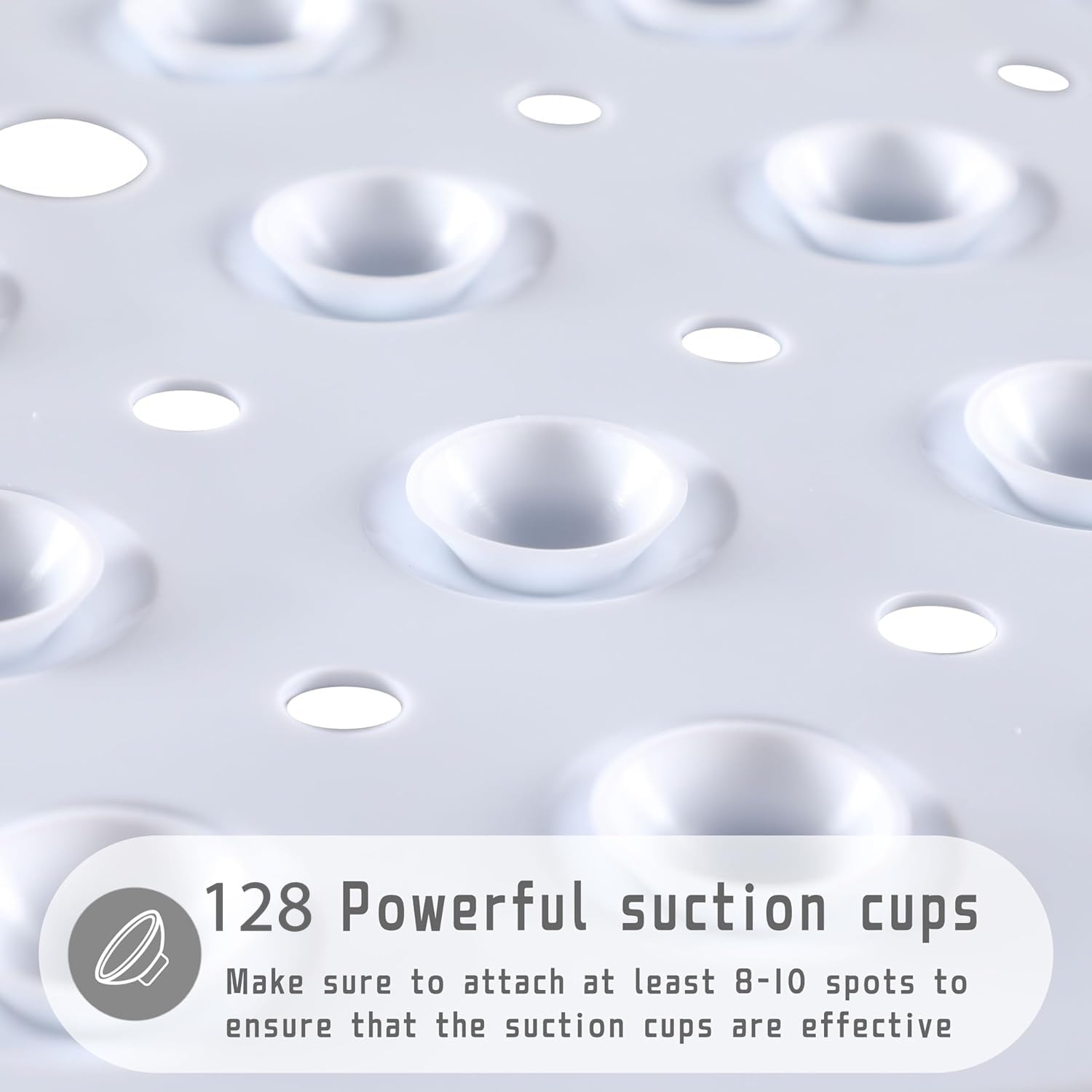 Square Non Slip Bath Mat, 48 X 48Cm, Shower Mat Non Slip anti Mould with Suction Cup, Rubber Bathroom Mat with Drain Holes, Machine Washable Bath Rugs for Shower Cubicle and Bathtub(White) image number 4