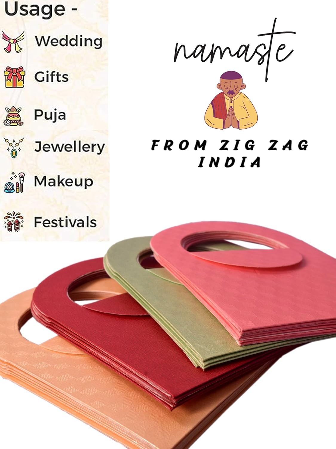 Indian Money Gifting Envelopes with Handle-Enabled Money Lifafa Decorative Cash Holders for All Occasion Diwali, Wedding Gift of Prosperity Multi Color (20) image number 4