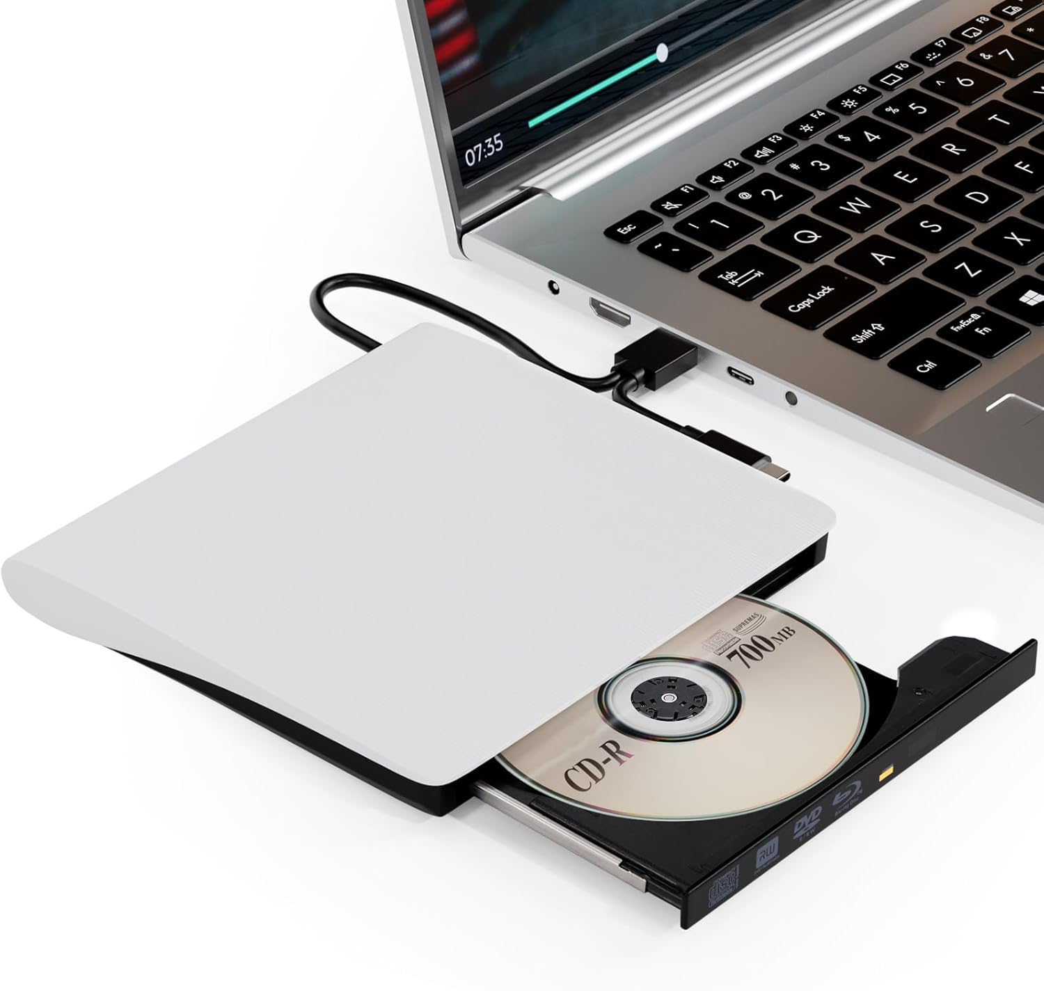 Areyourshop Type-C/Usb 3.0 External BD Burner|External Blu-Ray Drive| 6X Speed CD DVD Drive for Mac/Pc | Plug and Play for Macbook Pro/Air, Desktop Laptop - BD/CD/DVD Burn/Play/Read, Windows & Mac OS image number 1