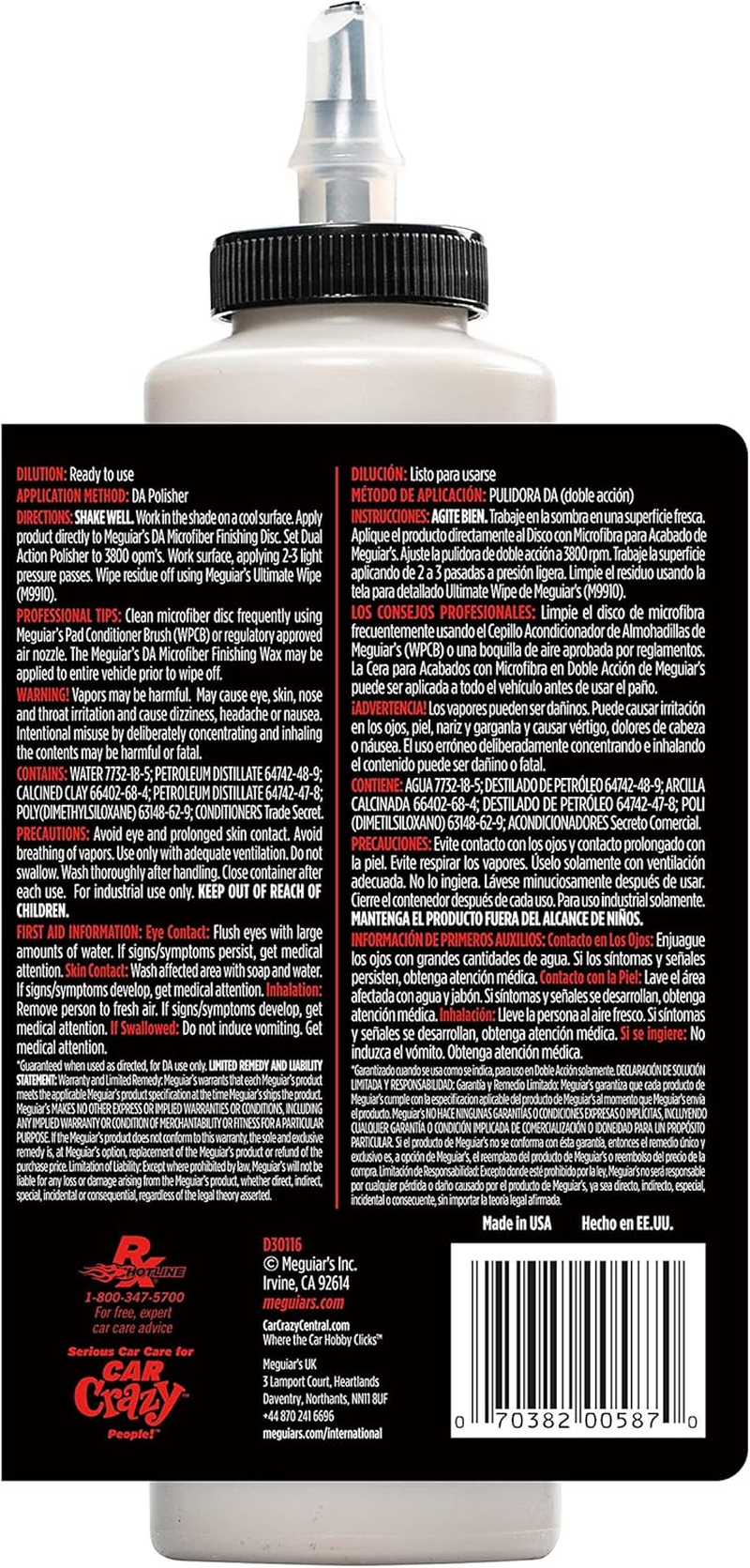 Meguiar'S DA Microfibre Finishing Wax Liquid, 473 Ml | Long-Term Durability and Pro-Level Paint Protection with Advanced Chemistry and Water Beading Action image number 2