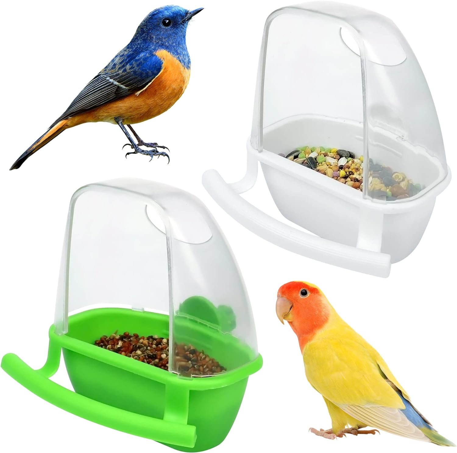 2Pcs Birds Water Dispenser, Parrot Feeder Hanging Bird Food Bowl, Cage Accessories for Parakeet, Budgies, Lovebirds image number 5