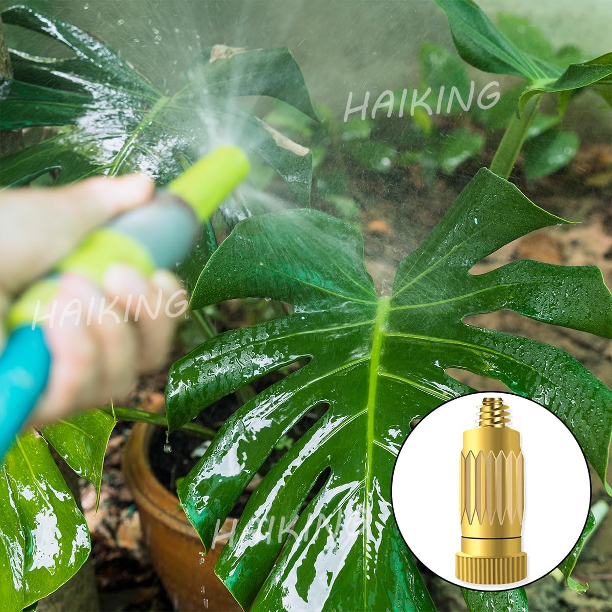 HAIKING Misting Spray Nozzles, 6 PCS Brass Misting Nozzle for Outdoor Cooling System (0.15 Mm/0.0059 in Orifice) image number 3