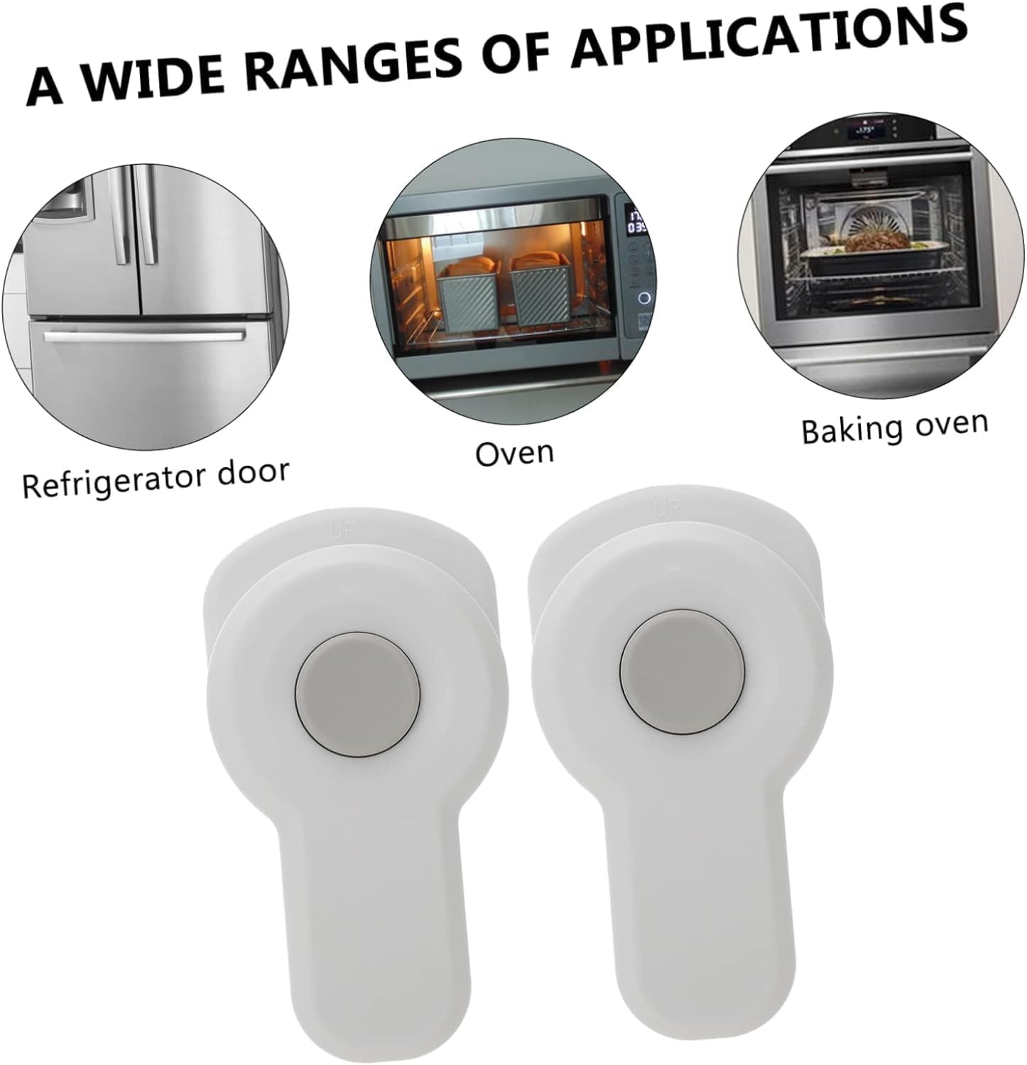 2 Pcs Child Safety Oven Lock, Oven Front Lock, with 3M Adhesive, Easy to Install, 180&deg; Rotated Heat Resistant Kitchen Safety Oven Door Lock for Cabinets, Oven, Drawers, Dishwasher image number 6