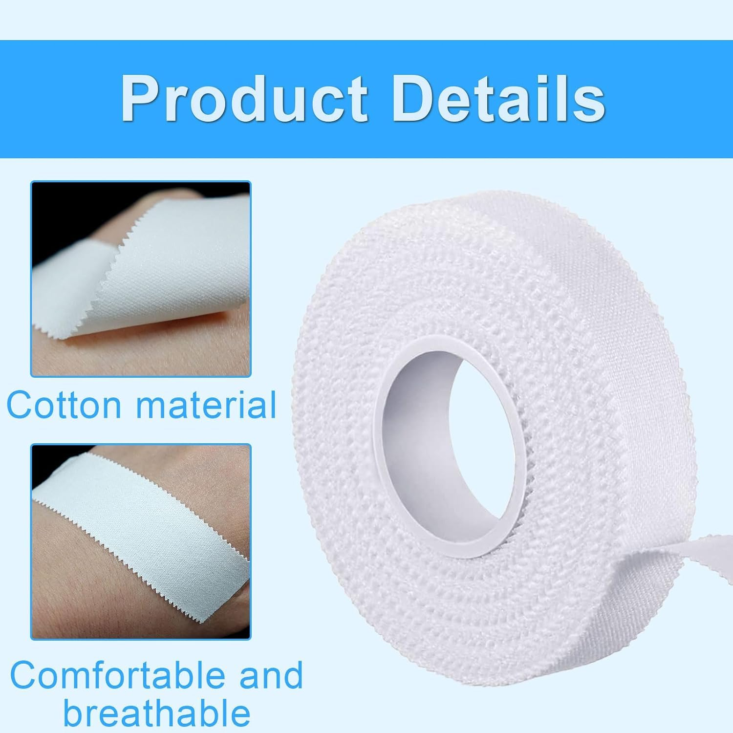 Breathable Fabric Strapping Wrist Finger Tape, 6 Roll Breathable Wrist Finger Easy-Tear Strapping Tape, White Athletic Fingers Tapes Sports Tapes for Knee,Hands image number 5