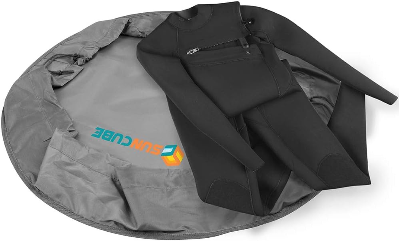 SUN CUBE Wetsuit Changing Mat, Waterproof Surf Bag, Drawstring Wetsuit Bag, Surfing Accessories for Kayakers, Dry Bag for Beach, Durable Compact No Leak Mat for Scuba (Gray), Gray, One Size - Gray image number 2