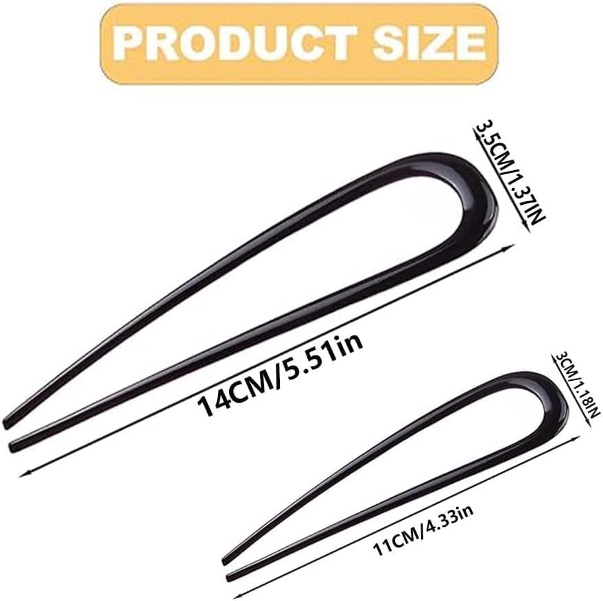 U-Shaped Chignon 2 Prong Bun Hair Sticks, 6Pcs Metal Vintage Hair Sticks French Hair Pin Chignon, Metal French U Shaped Chignon 2-Prong Sticks for Women image number 5