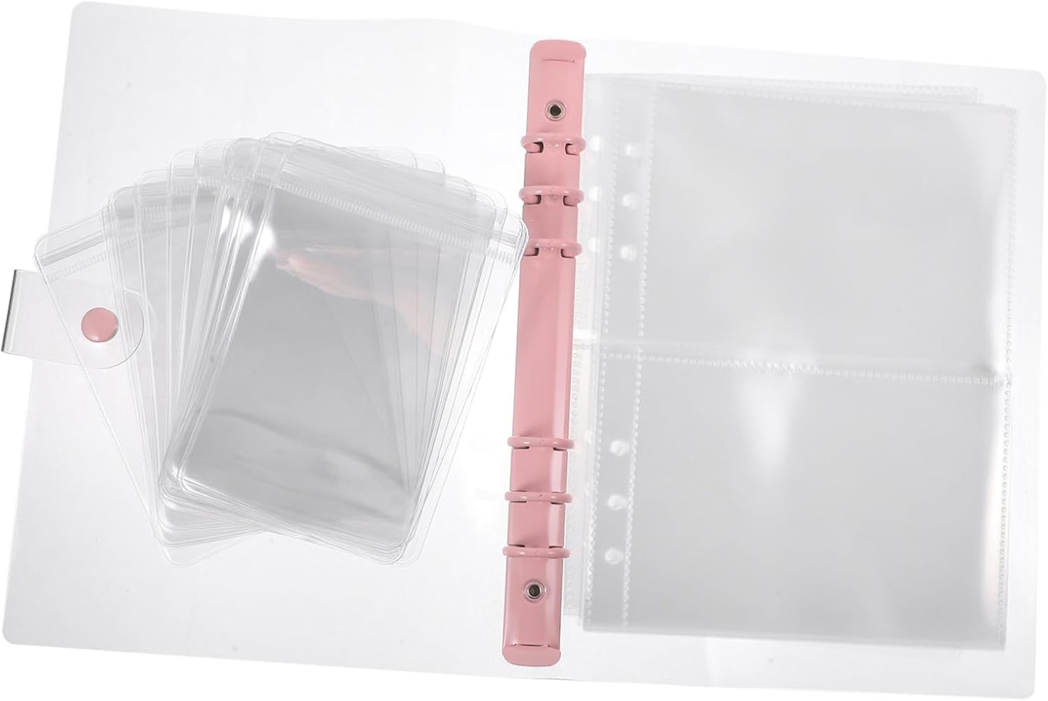 CHILDWEET Jewelry Storage Bag Self-Sealing Pockets Pink Compact Jewelry Organizer Travel Ring Earring Necklace Book image number 4