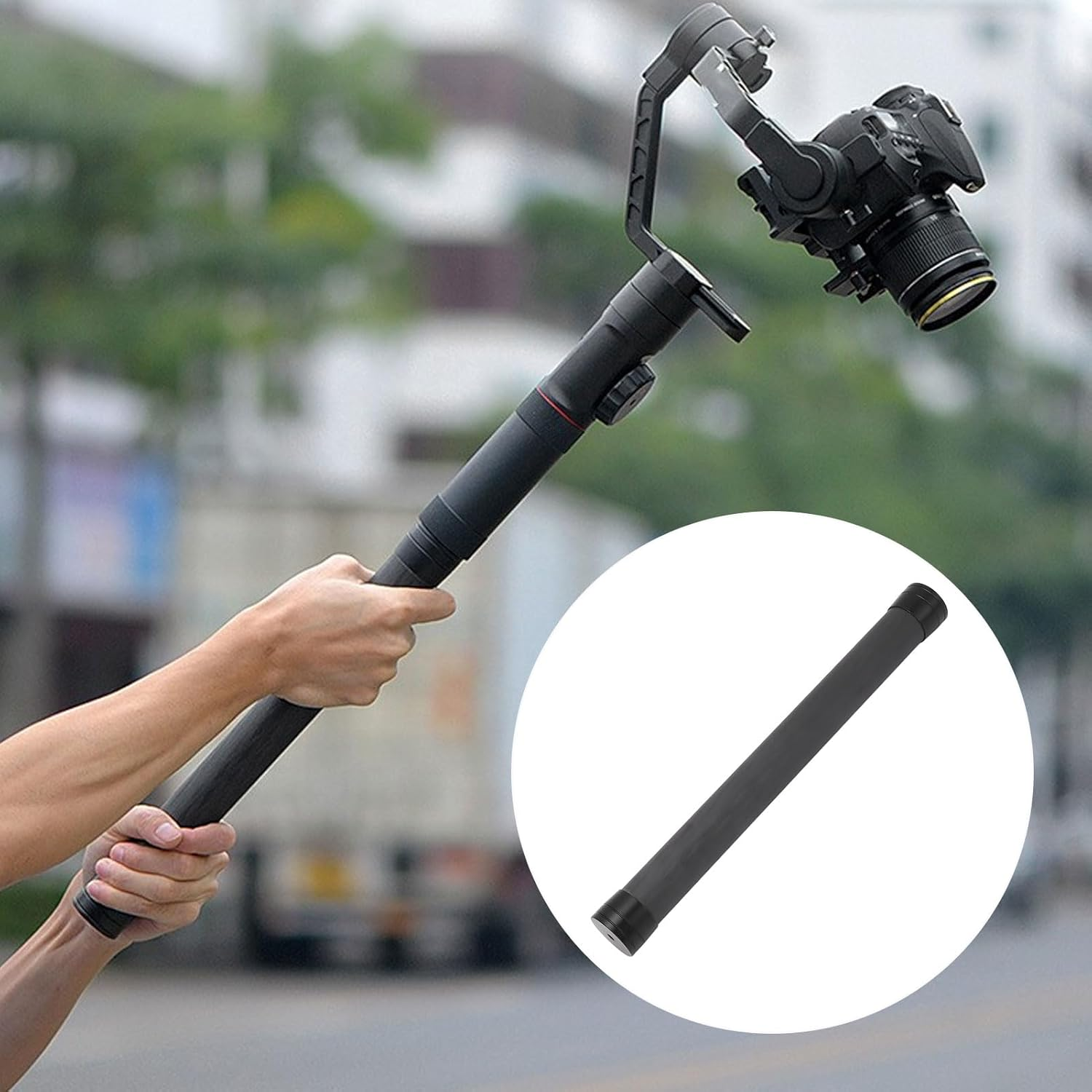 Camera Extension Pole, 37CM Carbon Fiber Camera Tripod Extension Pole with Top 1/4 Inch Screw, Universal Handheld Stabilizer Extension Rod for Photography image number 2